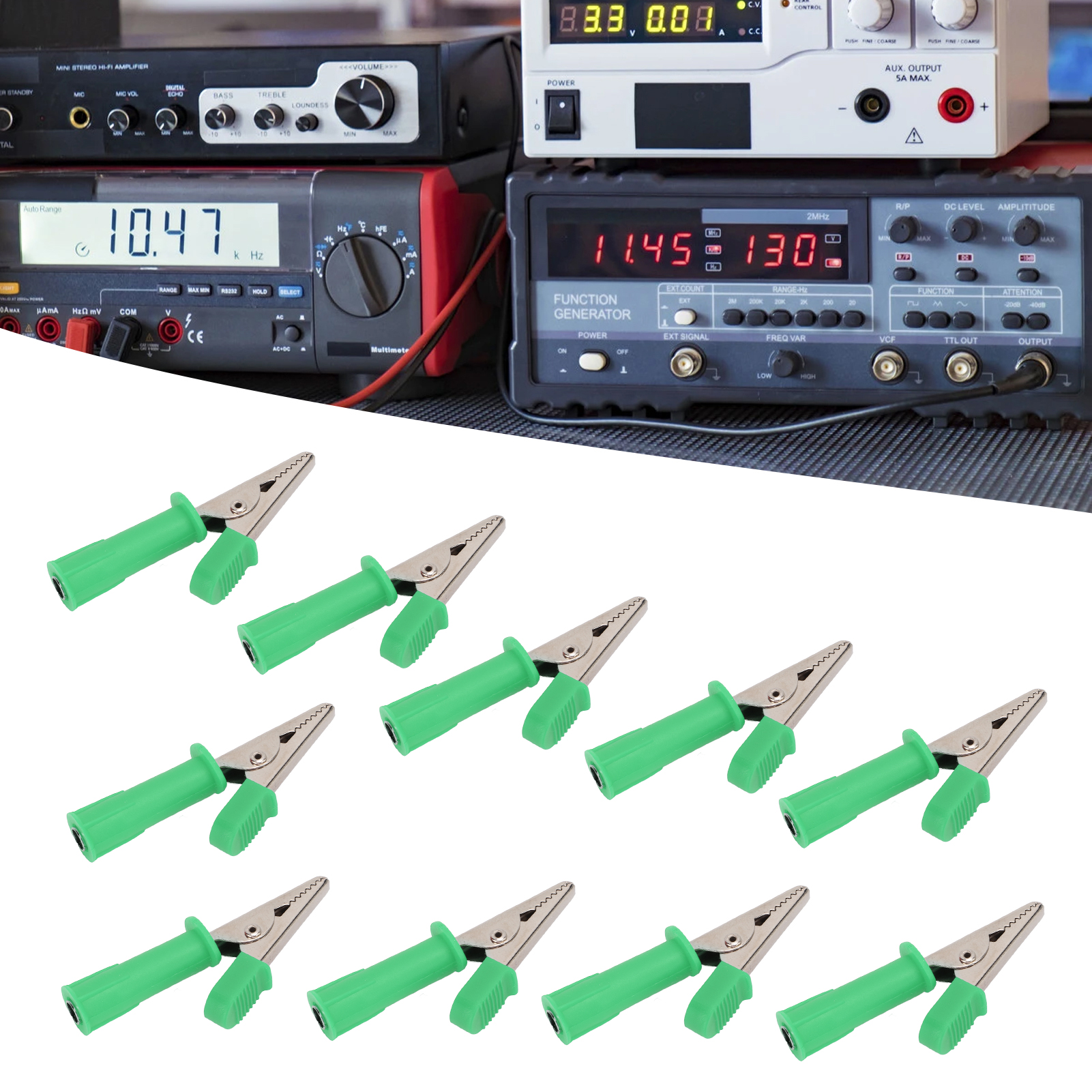 J.60045 5mm Offene Krokodilklemme Aus Vollkupfer Für Leistungsprüfungen, Verkauft In 10er-packungen (grün).