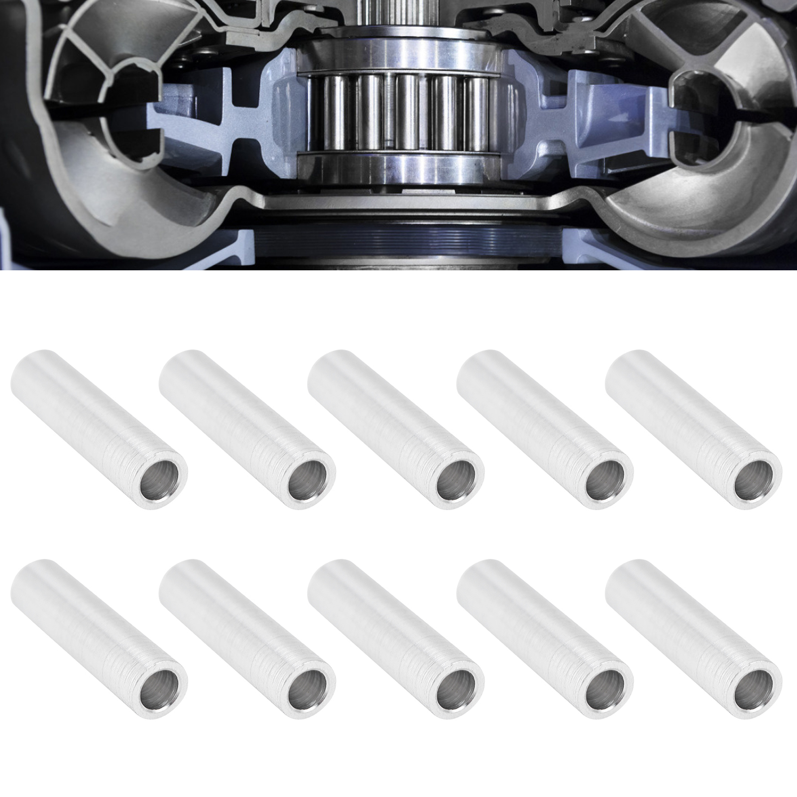 Zehn Aluminiumdichtungen Φ6mm, 3502-0006-0220, 22mm Lang.