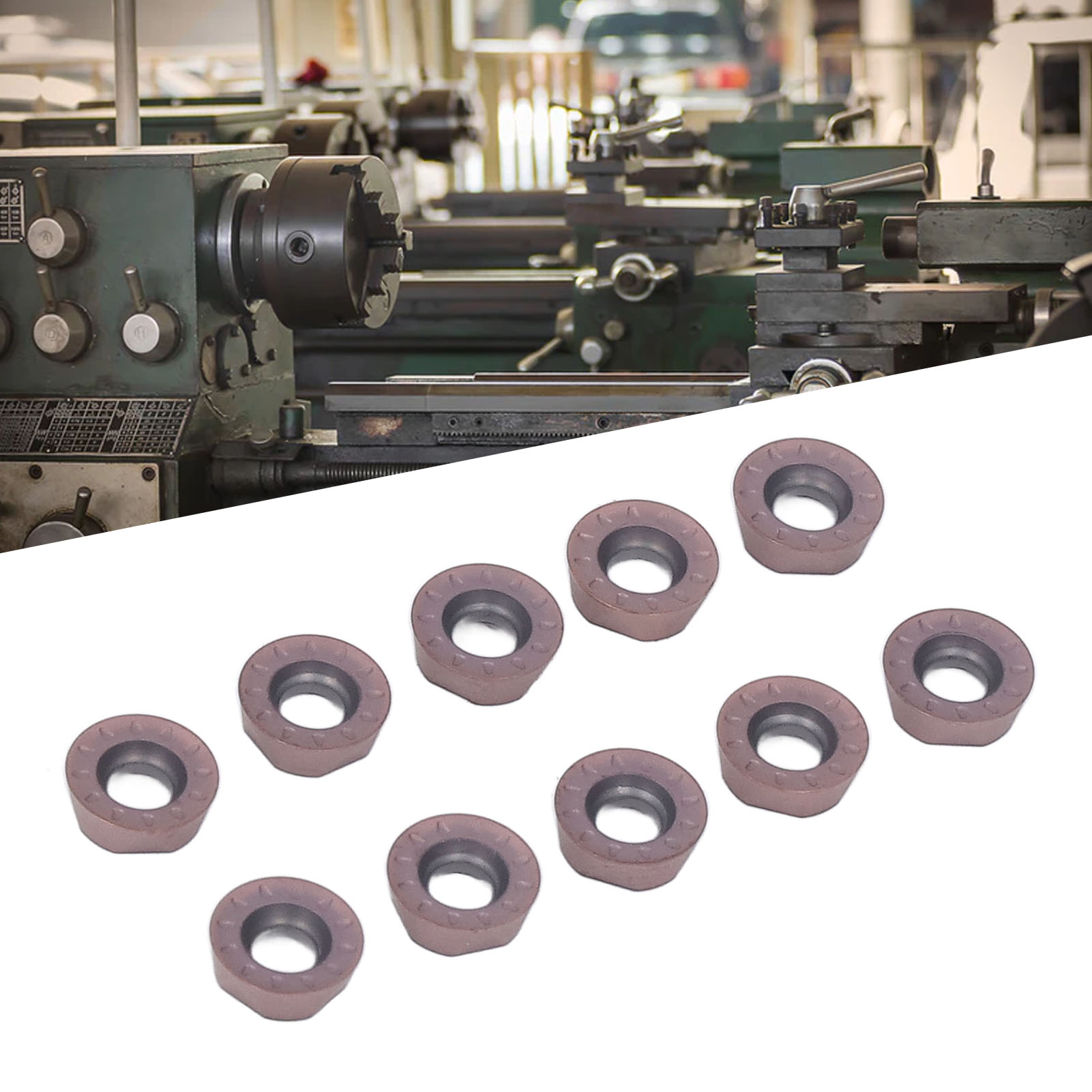 Satz Mit 10 Runden Bronze-dreheinsätzen Rpmt08t2moe-js, Hochwertige Hartmetall-schaftfräser, Hartmetall-werkzeughaltereinsätze, Drehwerkzeuge