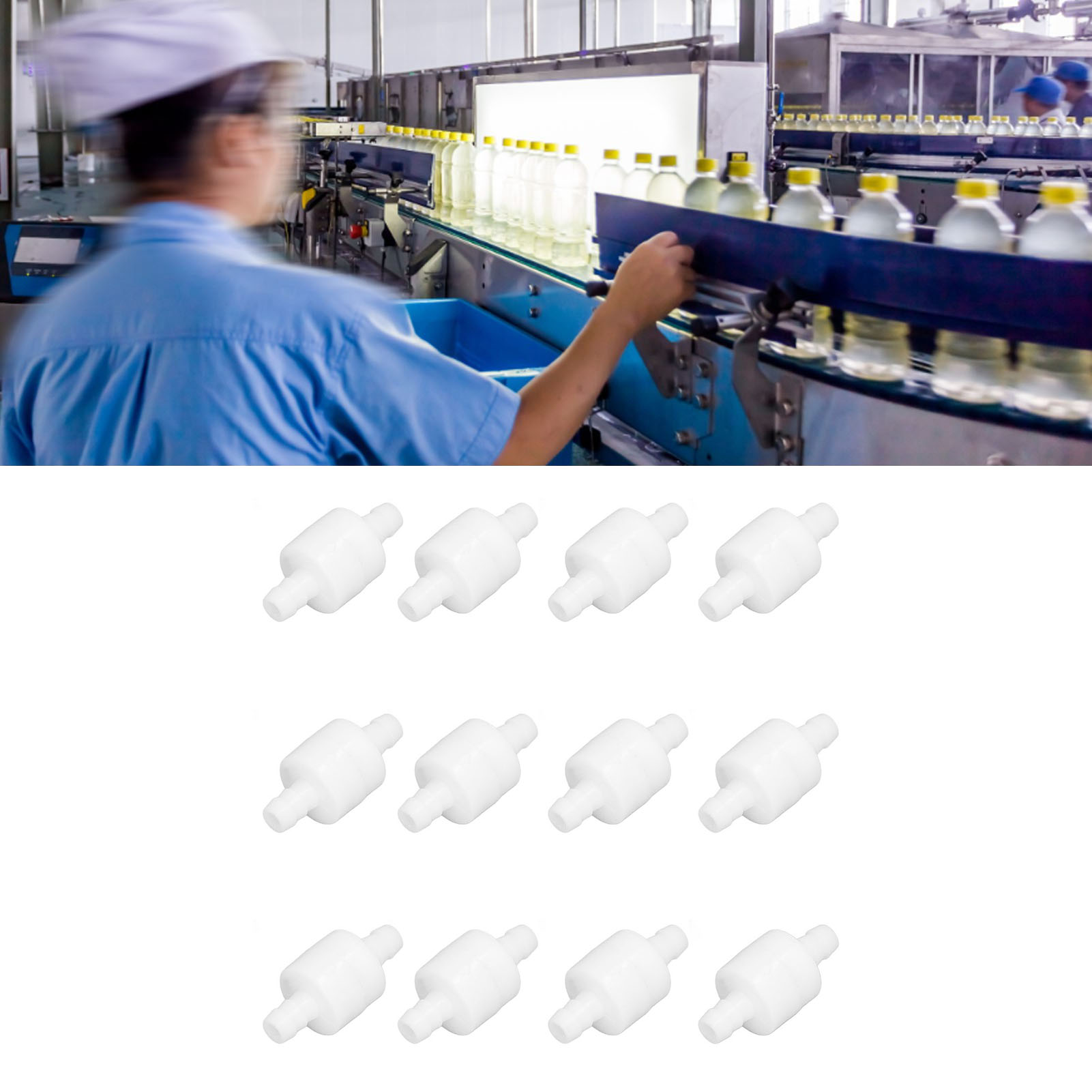 12 Federbelastete Kunststoff-rückschlagventile, Beständig Gegen Druck, Ozon Und Öl, 8 Mm, Weiß.