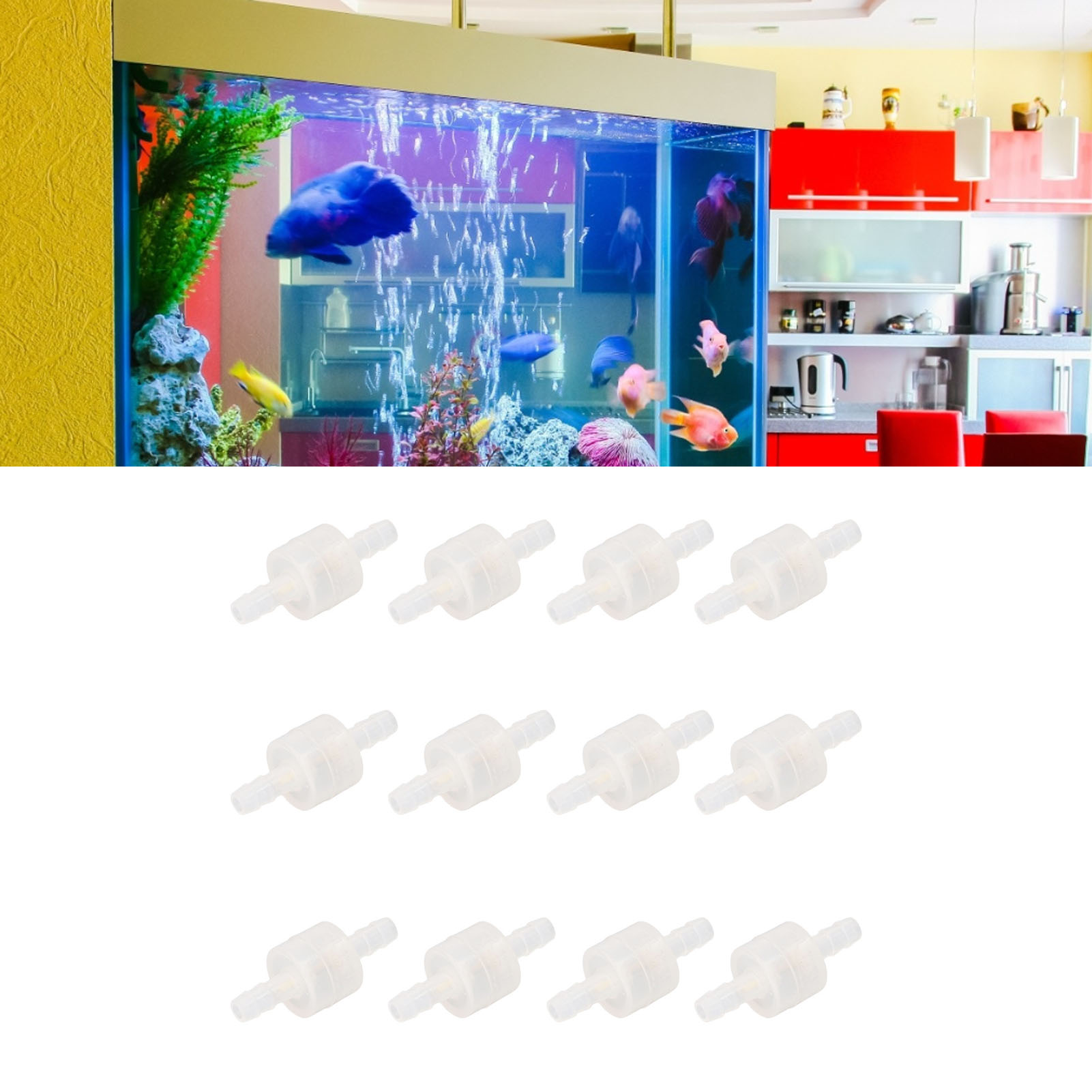 12 Halbtransparente 6-mm-rückschlagventile Aus Kunststoff Mit Federbelastung, Druck-, Ozon- Und Ölbeständig.