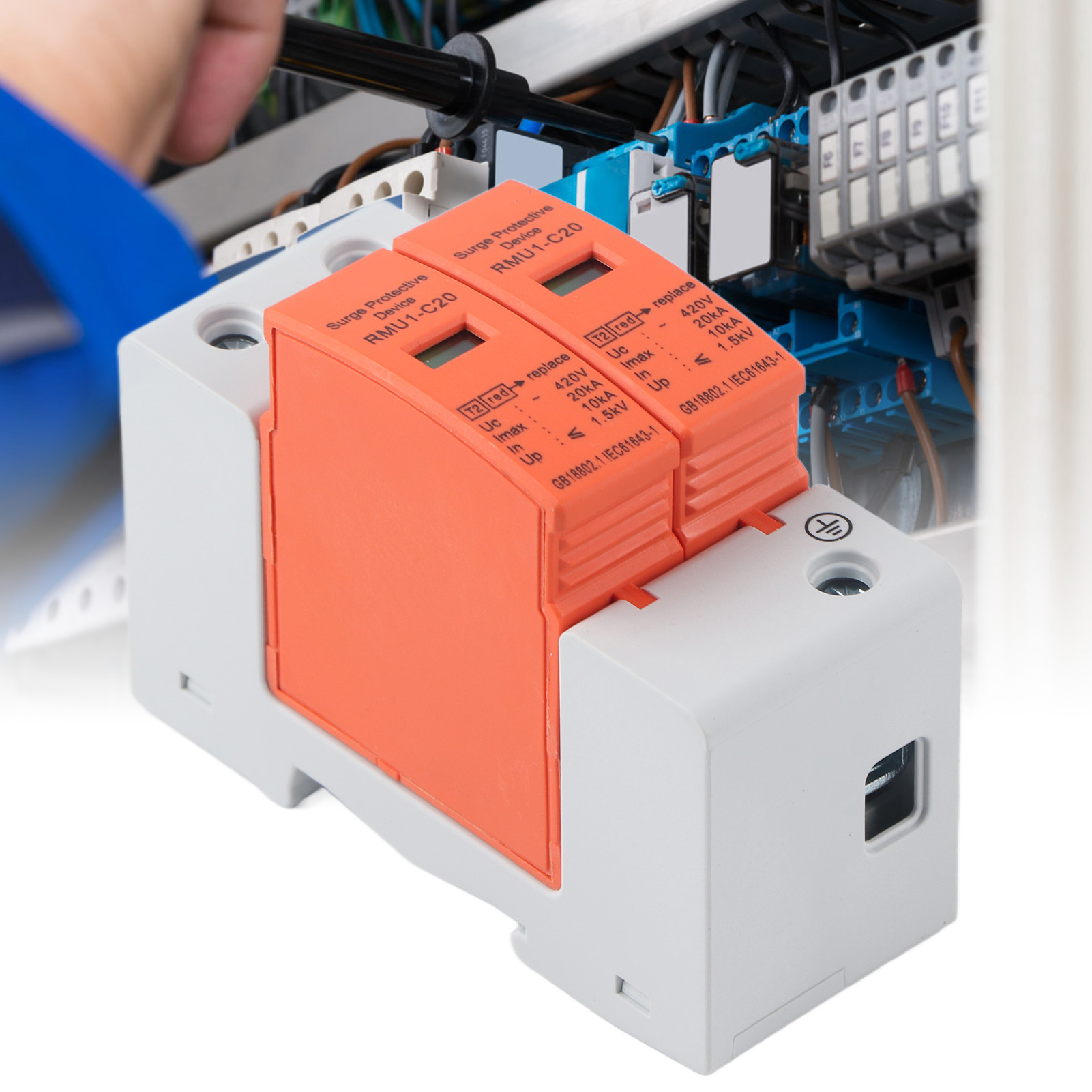 Rmu1-c20 420v Spd 2p Überspannungsschutzgerät Für Den Blitzschutz Im Haushalt, Potenzialausgleichs-überspannungsschutz, Maximale Kapazität: 20 Ka