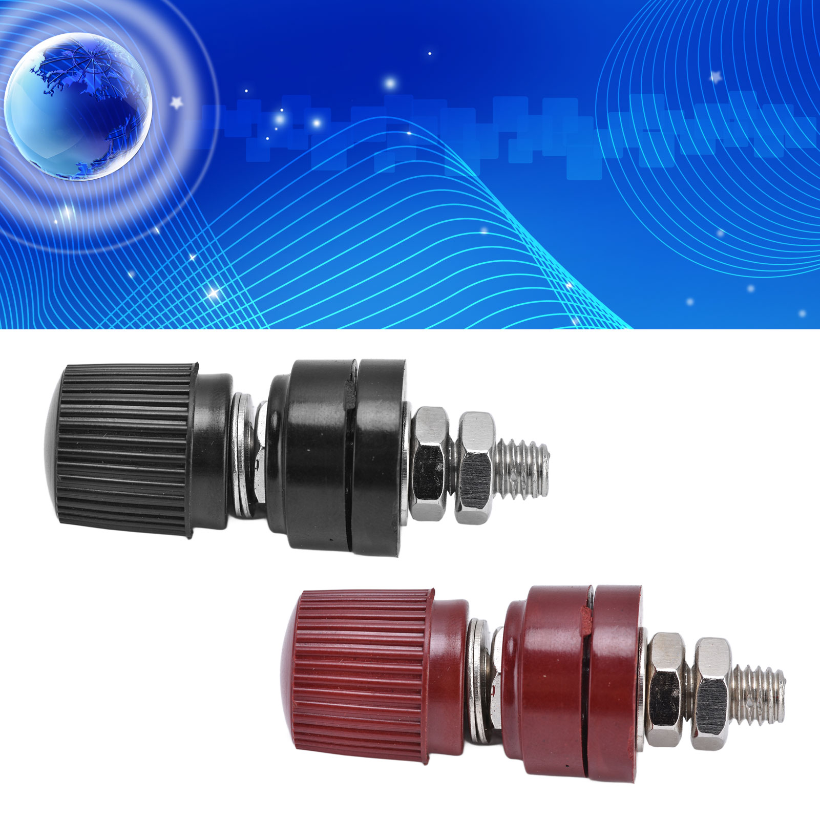 Rot-schwarze Wechselrichter-klemmenblöcke 10 Zu 1, 333 M6-anschlüsse, 32 Mm Schraub-erdungsanschluss Aus Eisenlegierung, 44 Mm Lang, 0 V-380 V.