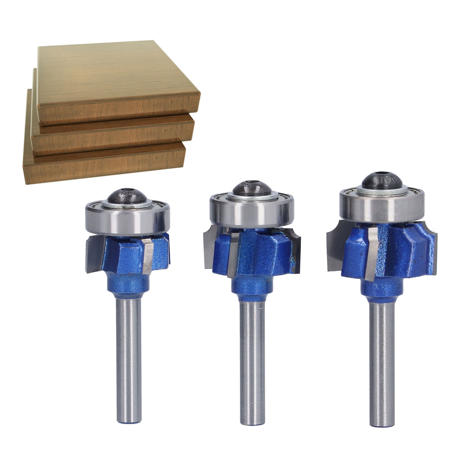 Set Mit 3 Vierschneidigen Holzfräsern Mit 6-mm-schaft, Hochwertige Fräser Für Die Holzbearbeitung (radien R1, R2 Und R3), Bündigfräser