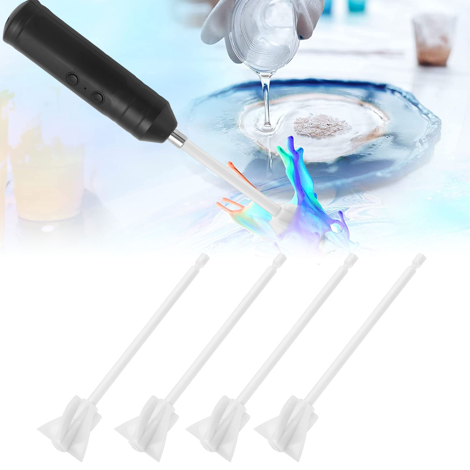 Set Aus 4 Harzmischpaletten Für Kraftvolles Epoxidharzmischen, Wiederverwendbare Farbmischer, Harzmischer Und Bohrer (weiß).