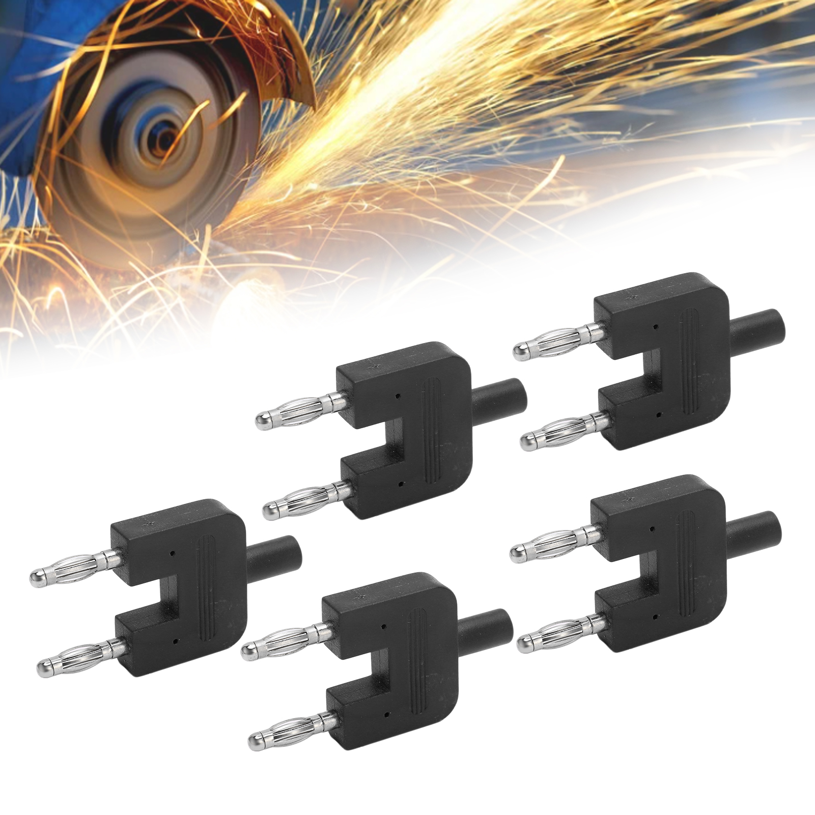 J.20007 Doppelreihiger Stecker, Eine Buchse Und Zwei Stecker, 19 Mm Rastermaß, 4 Mm Reinkupfer-kurzschlussstecker, 5 Stück Pro Packung, Schwarz.