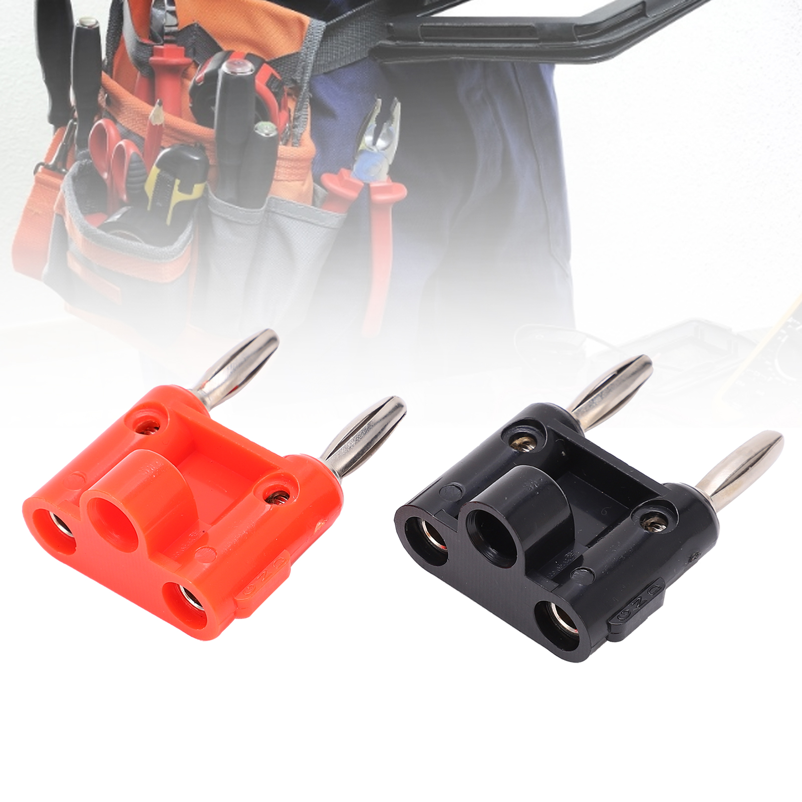 Vierpoliger, Vernickelter Bananenstecker Mit Zwei Reihen, Vierpoliger Bananenstecker, Zweireihiger Bananenstecker, 4-mm-bananenstecker