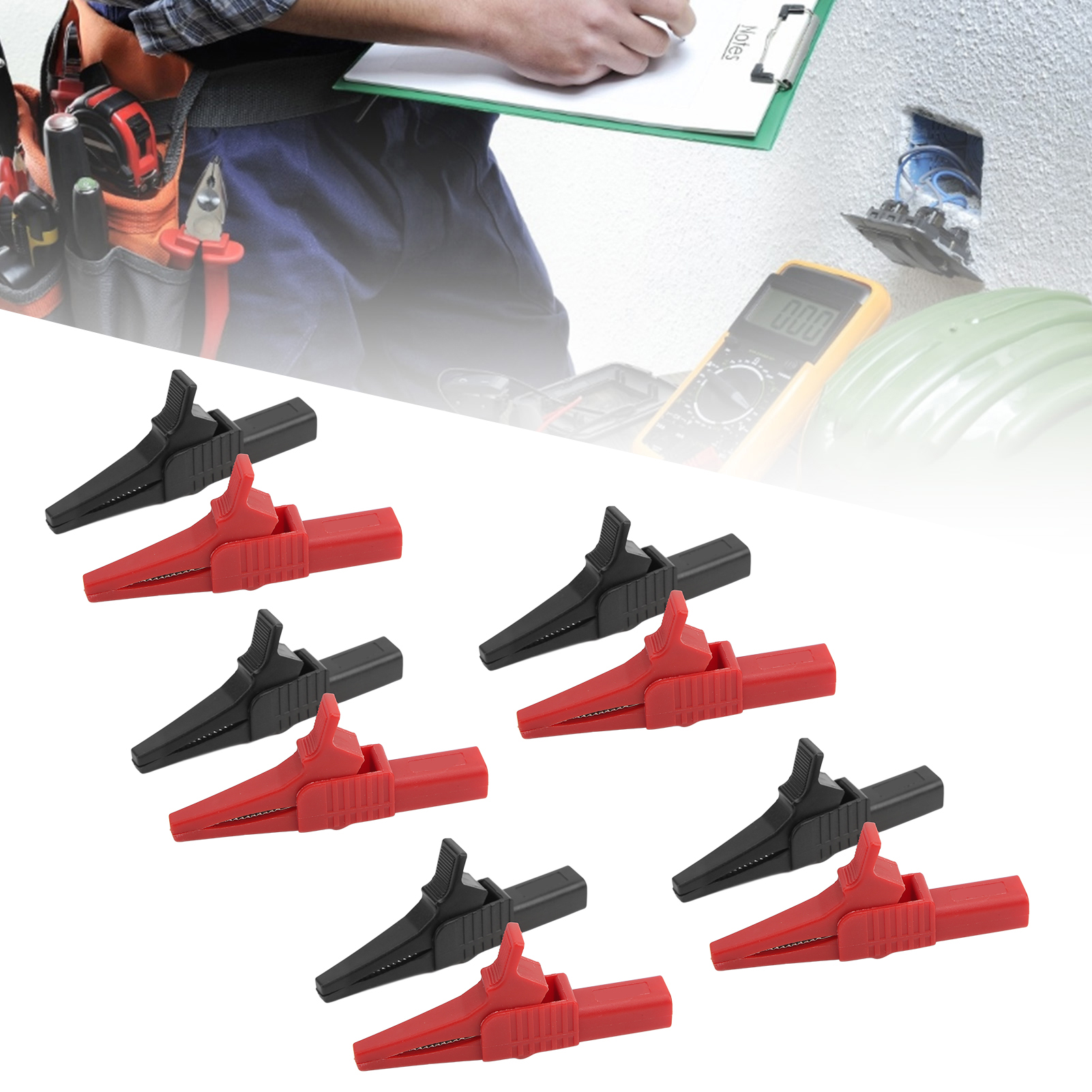 Rot Und Schwarz, 5 Stück Pro Packung. Batterieprüfclip, Sicherheitstyp, Mit 4-mm-bananenstecker. J.60039 Krokodilklemme, Pistolentyp.