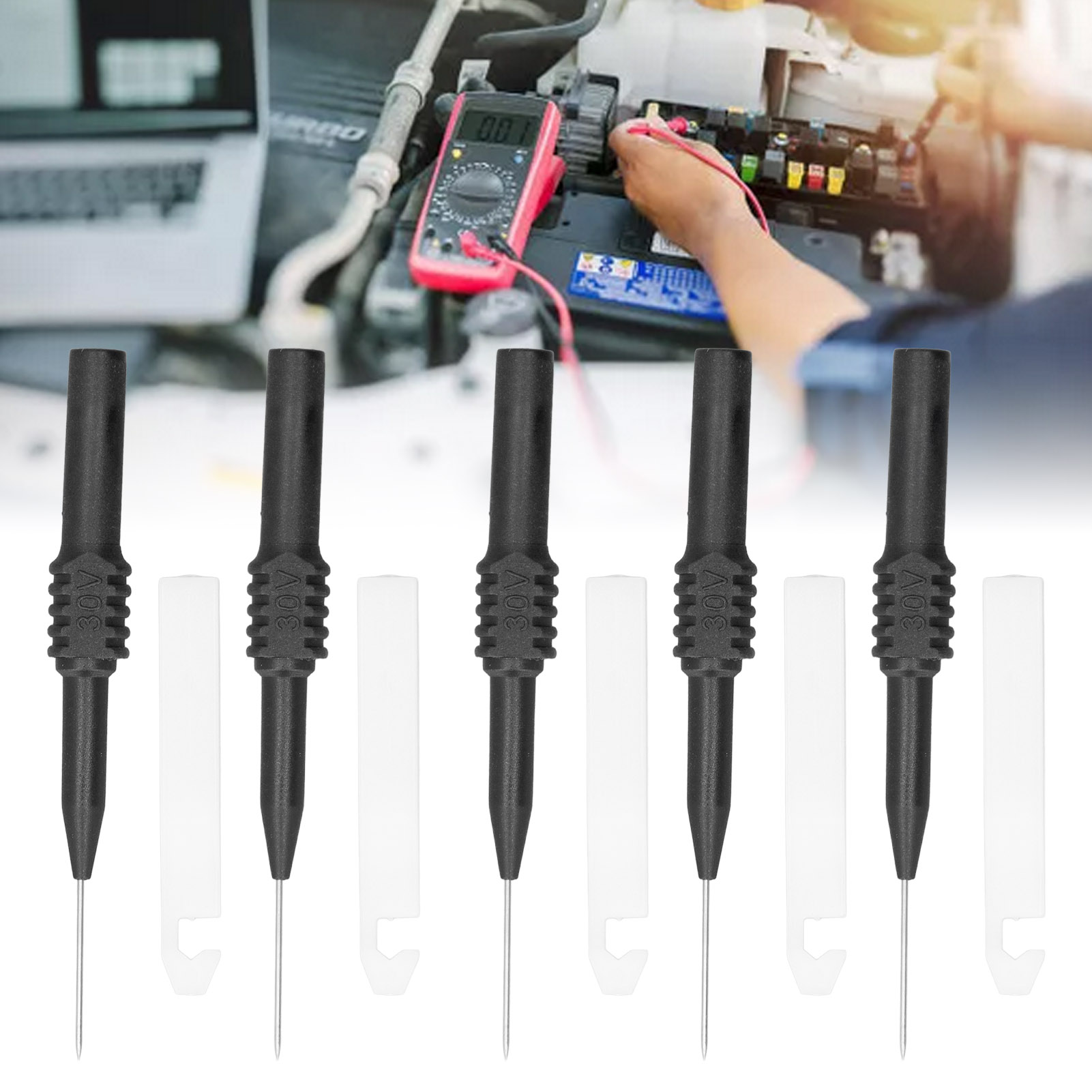 Miniatur-drahtunterbrecher-multimeter Mit 0,7 Mm Prüfspitze Und Schutzhülle, Prüfnadel 30009, Weißer Kappe, Verkauft In 5er-packs (schwarz).