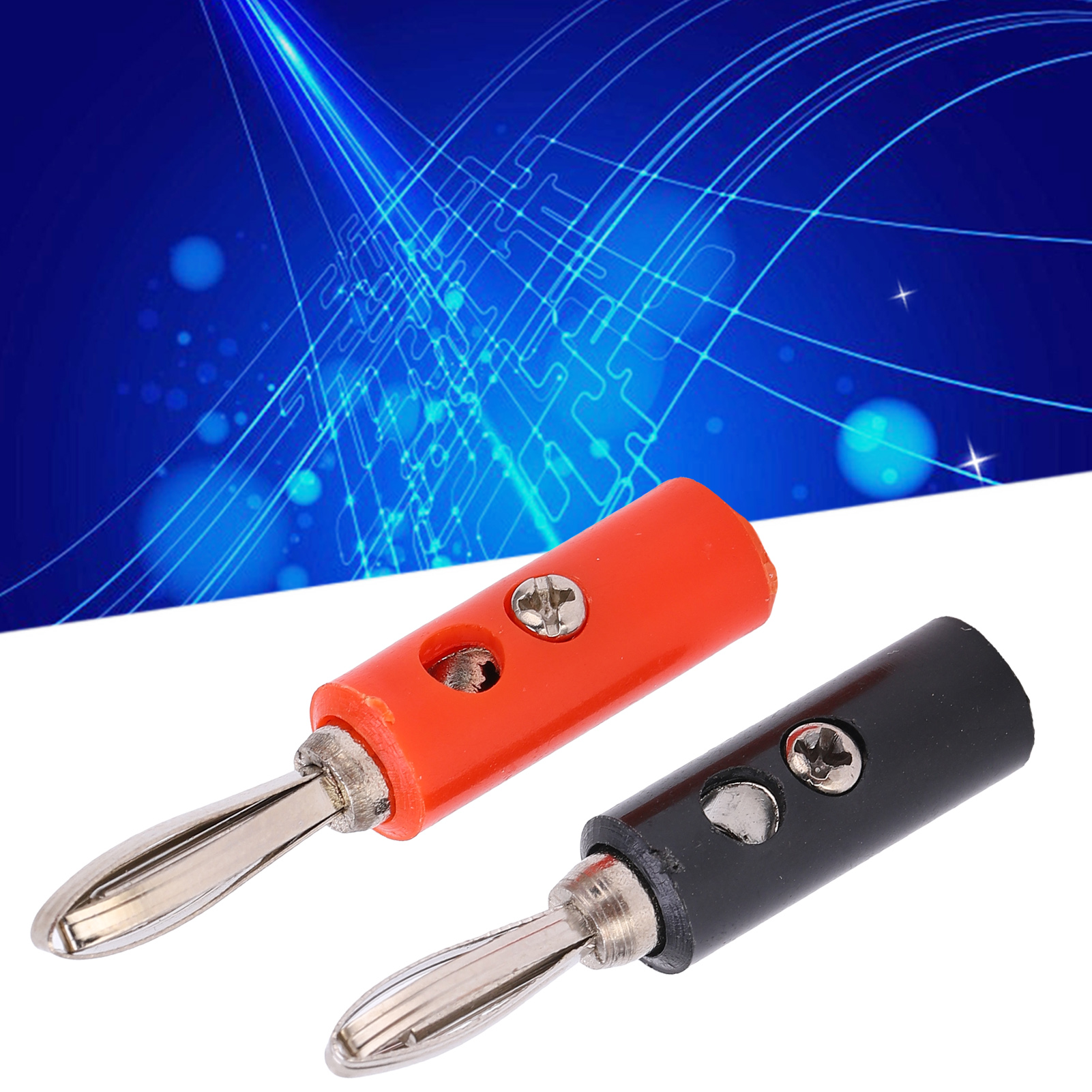 Lötloser Steckverbinder Für Lehrmittel, Kupferlegierung, Kreuzförmig, Bananenstecker, Rot Und Schwarz Jt-002 4 Mm, Verkauft In Packungen Mit 25 Stück.