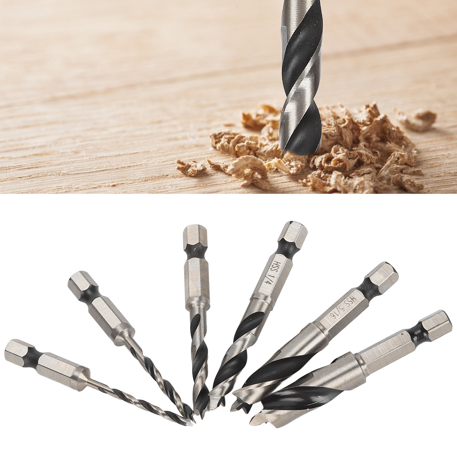 Set Mit 6 Hss-dreizackbohrern Für Quarz