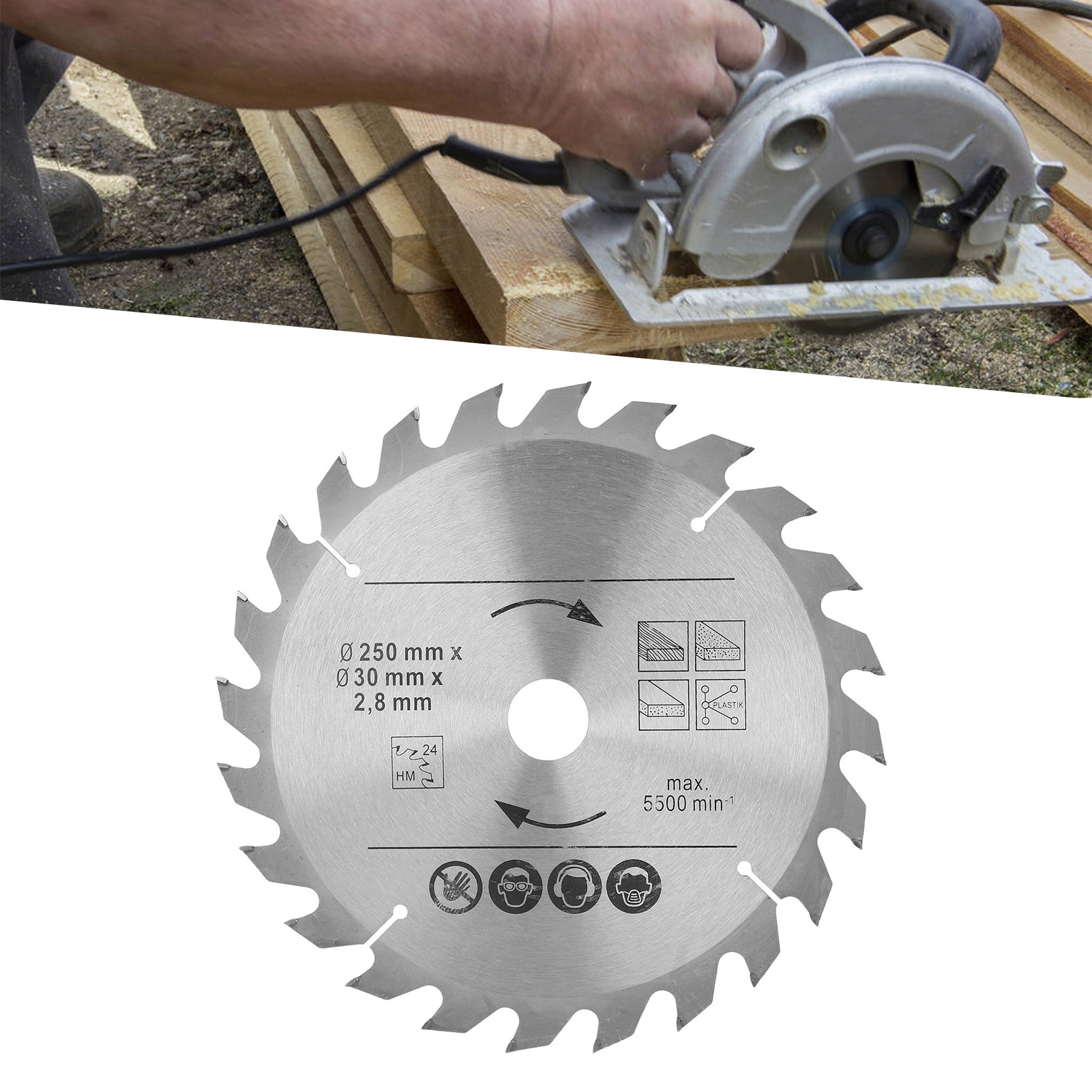 250-mm-hartmetall-kreissägeblatt, 250 X 24 X 30 Holzsägeblatt