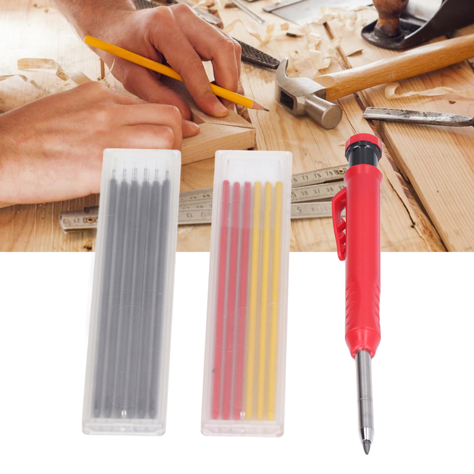 Set Mit 13 Holzbearbeitungsmarkern + 1 Mine + 1 Schwarze 2,8-mm-mine