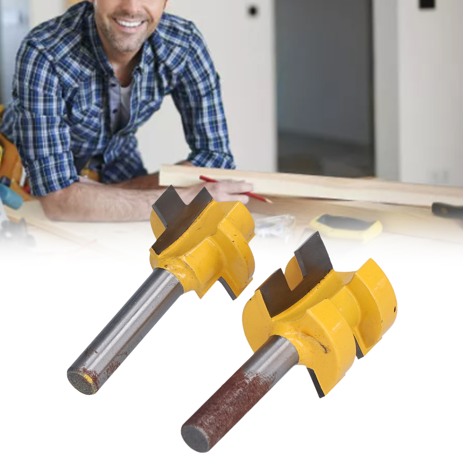Set Aus Zwei Quadratischen T-schaft-zapfenschneidern Mit 8 Mm Schaft, Für Holzbearbeitung, Fußböden Und Paneele.