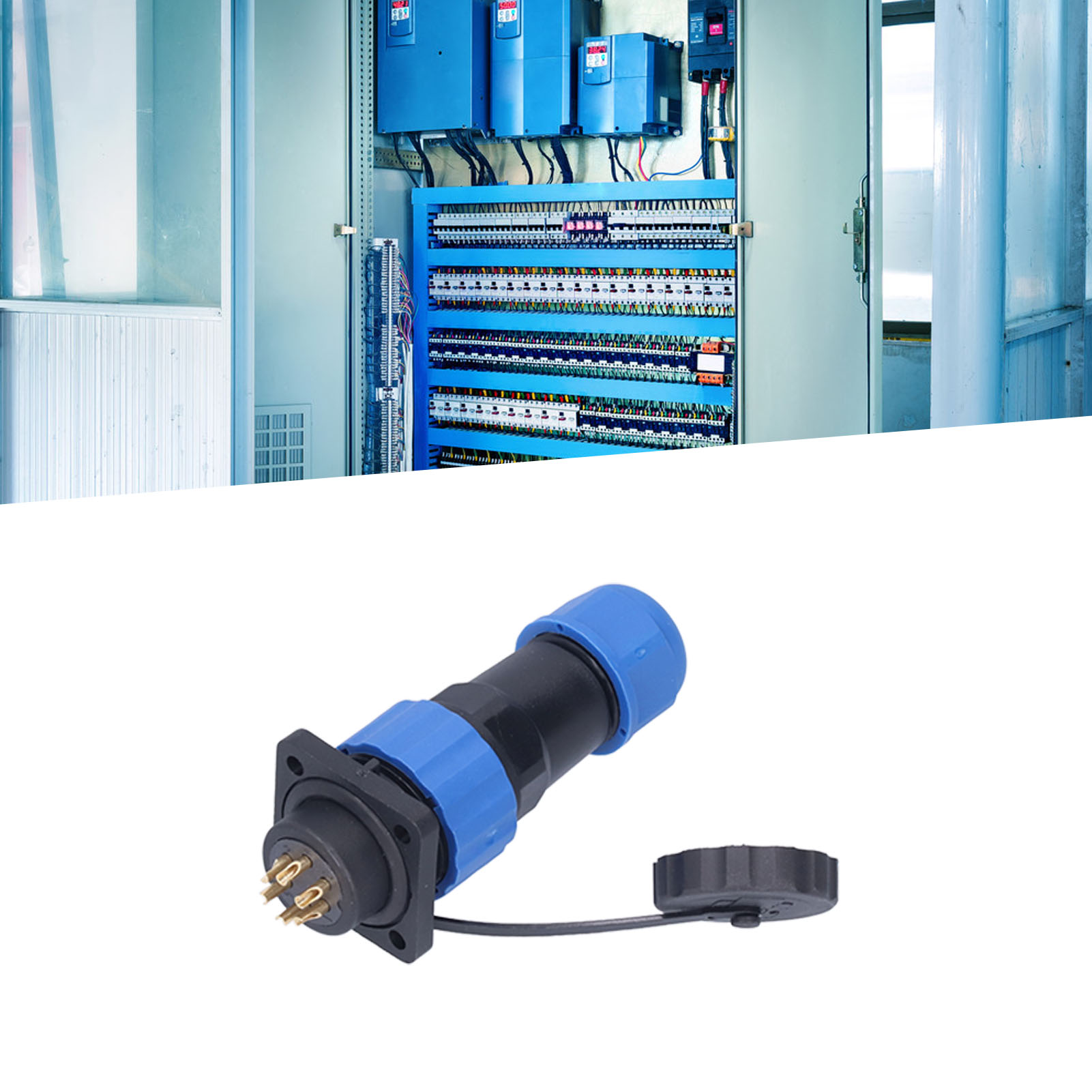 Ip68 Wasserdichter Luftfahrtstecker Und -buchse Mit Vier Löchern, Sp20-steckverbindern, Quadratischen Mehradrigen Lötanschlüssen (männlich Und Weiblich), 380 V, 6 Adern