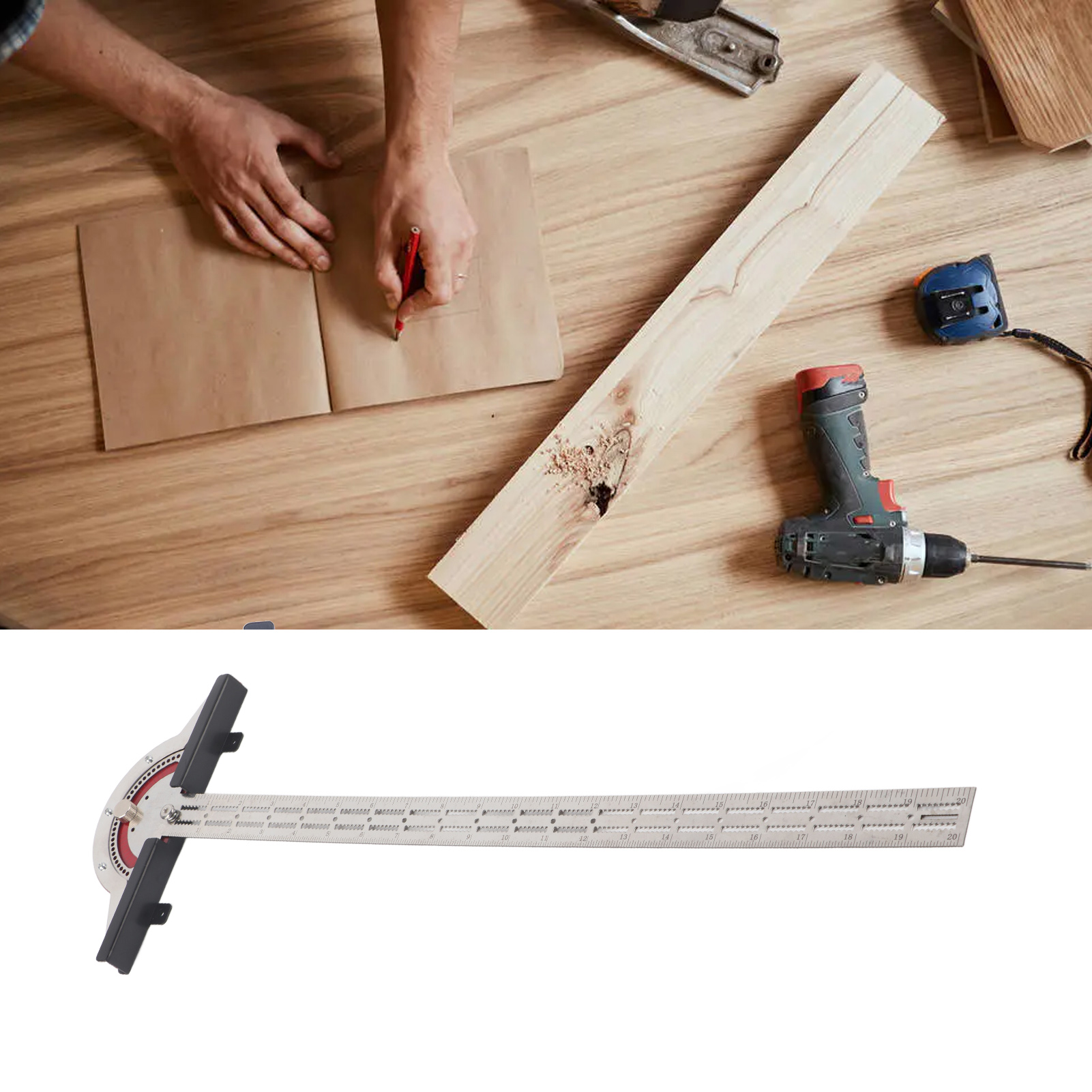 Multifunktionaler Winkelmesser, Kantenlineal Für Die Holzbearbeitung, 50,8 Cm (20 Zoll)