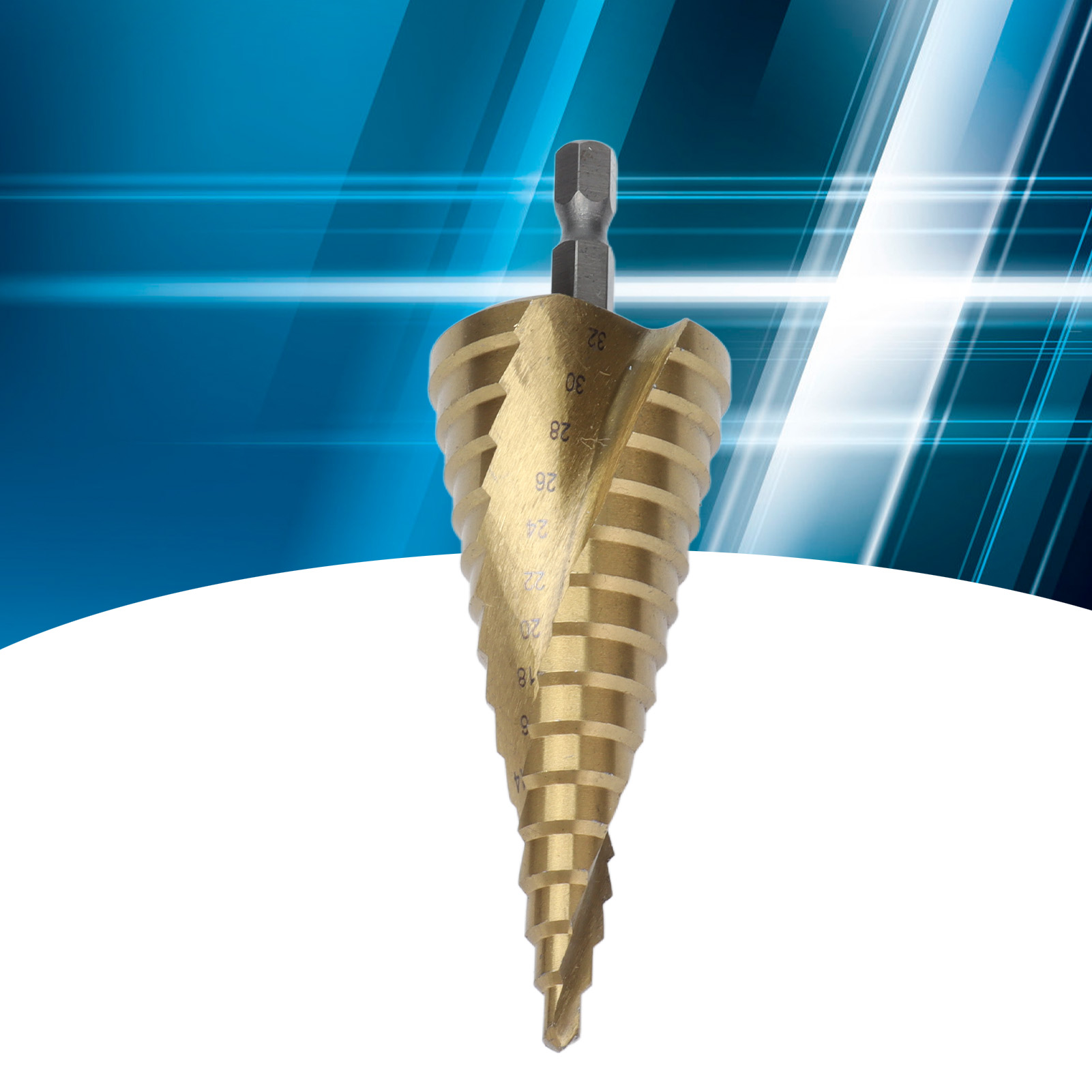 4-32 Mm Spiralstufenbohrer Aus Schnellarbeitsstahl, Titanbeschichtet, Mit 15 Stufen.