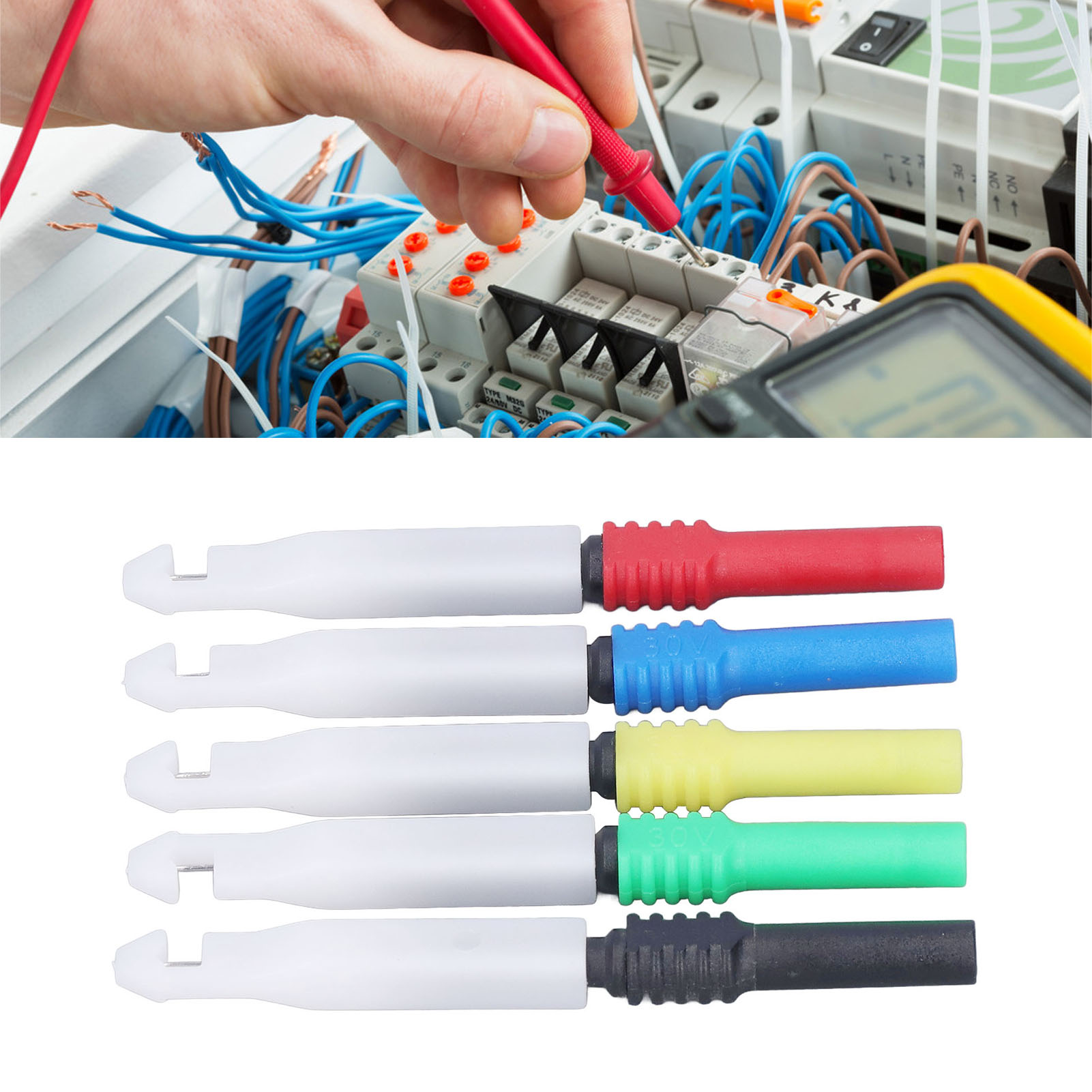 J.30009 Miniatur-multimeter Mit Schutzschalter, 0,7-mm-messspitzen Und Schutzhülle (rot, Schwarz, Gelb, Blau, Grün) – Als Set Erhältlich