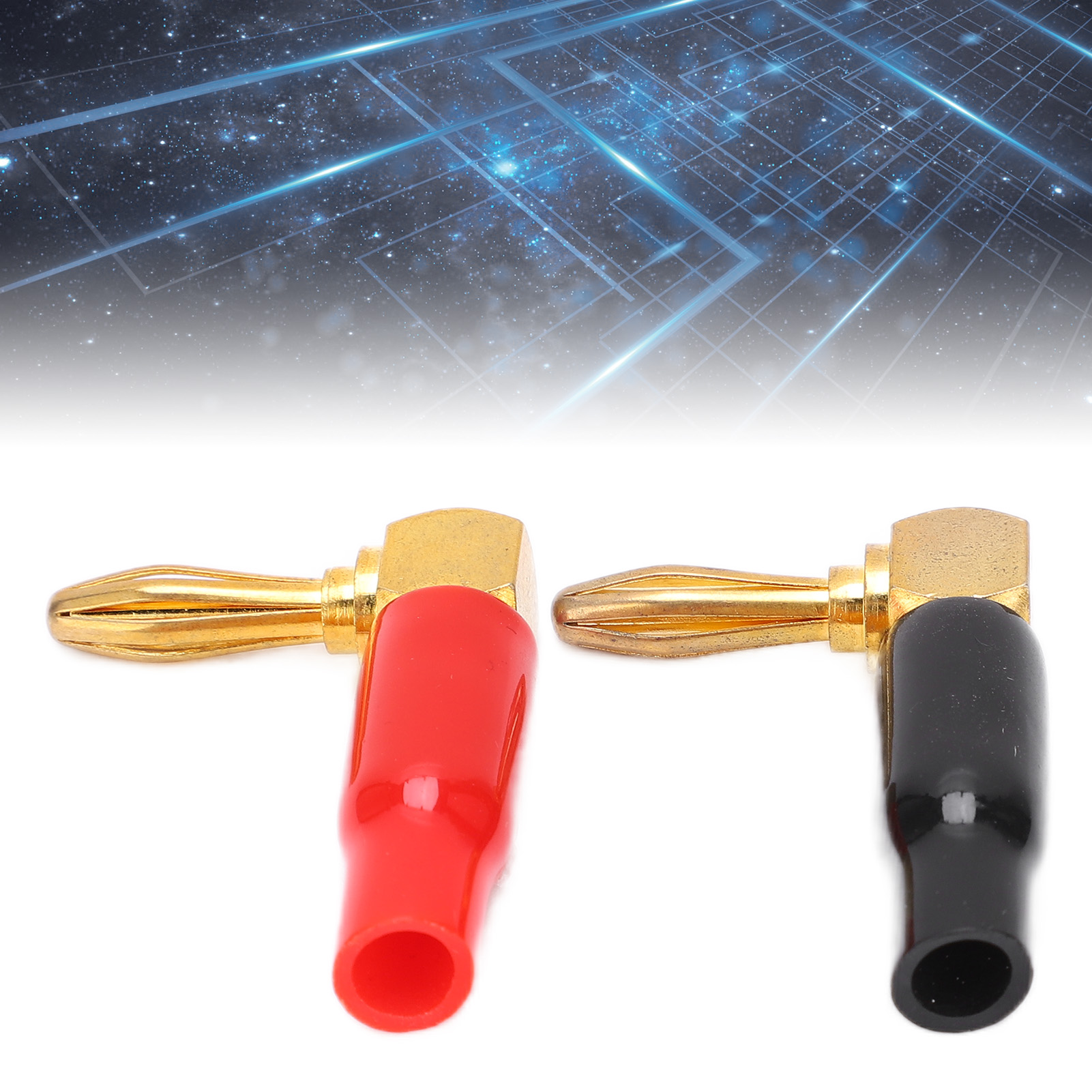 U45 4 Mm Abgewinkelter Bananenstecker, 90 Grad Kupfer-bananenstecker, Sechsblättriger Bananenstecker, Rot Und Schwarz.