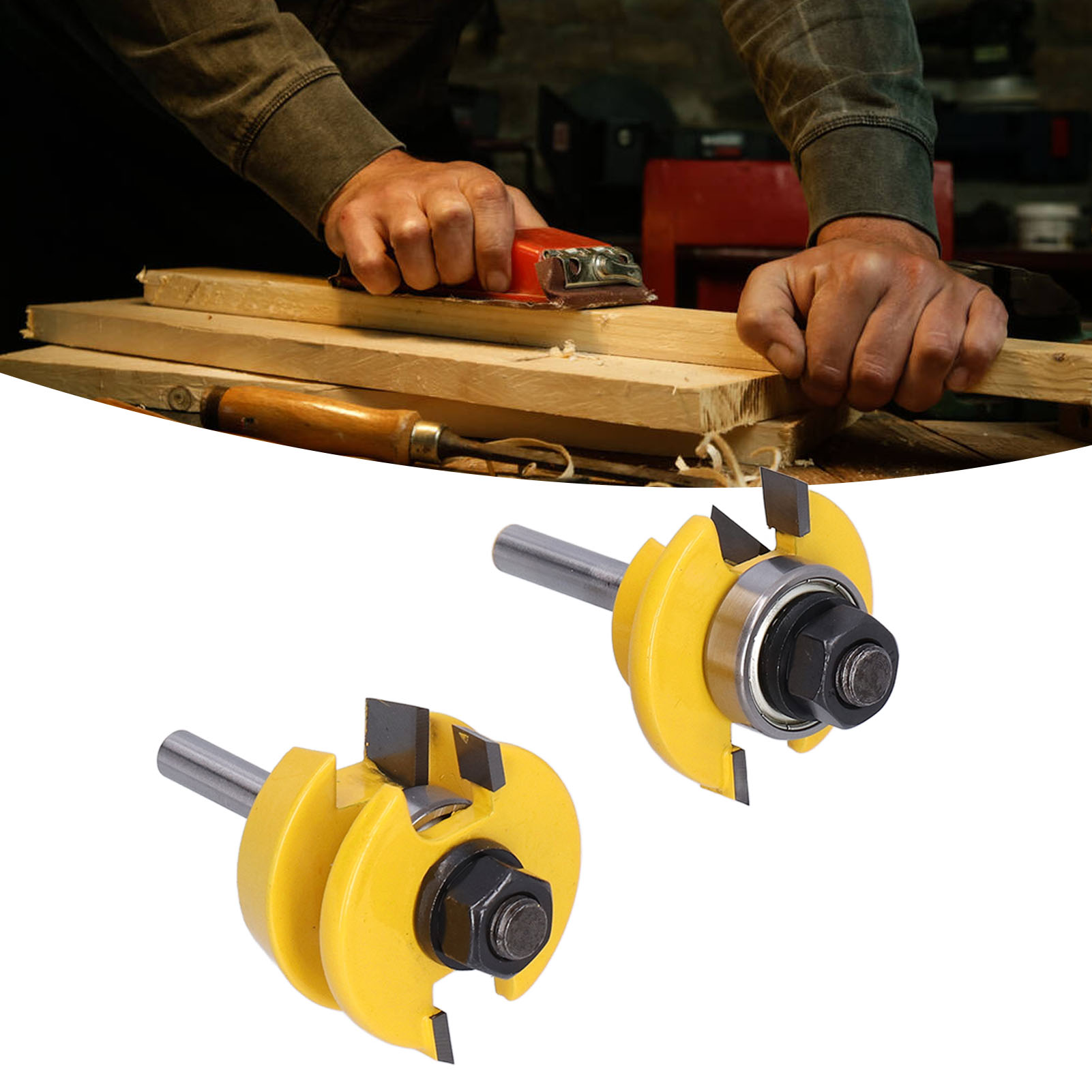 Set Mit 2 Zapfenschneidern Mit 6,35 Mm (1/4 Zoll) Schaft, Zapfenschneider Für Die Holzbearbeitung, Zapfenschneider Für Türrahmen, Zapfenschneider Mit Fasen
