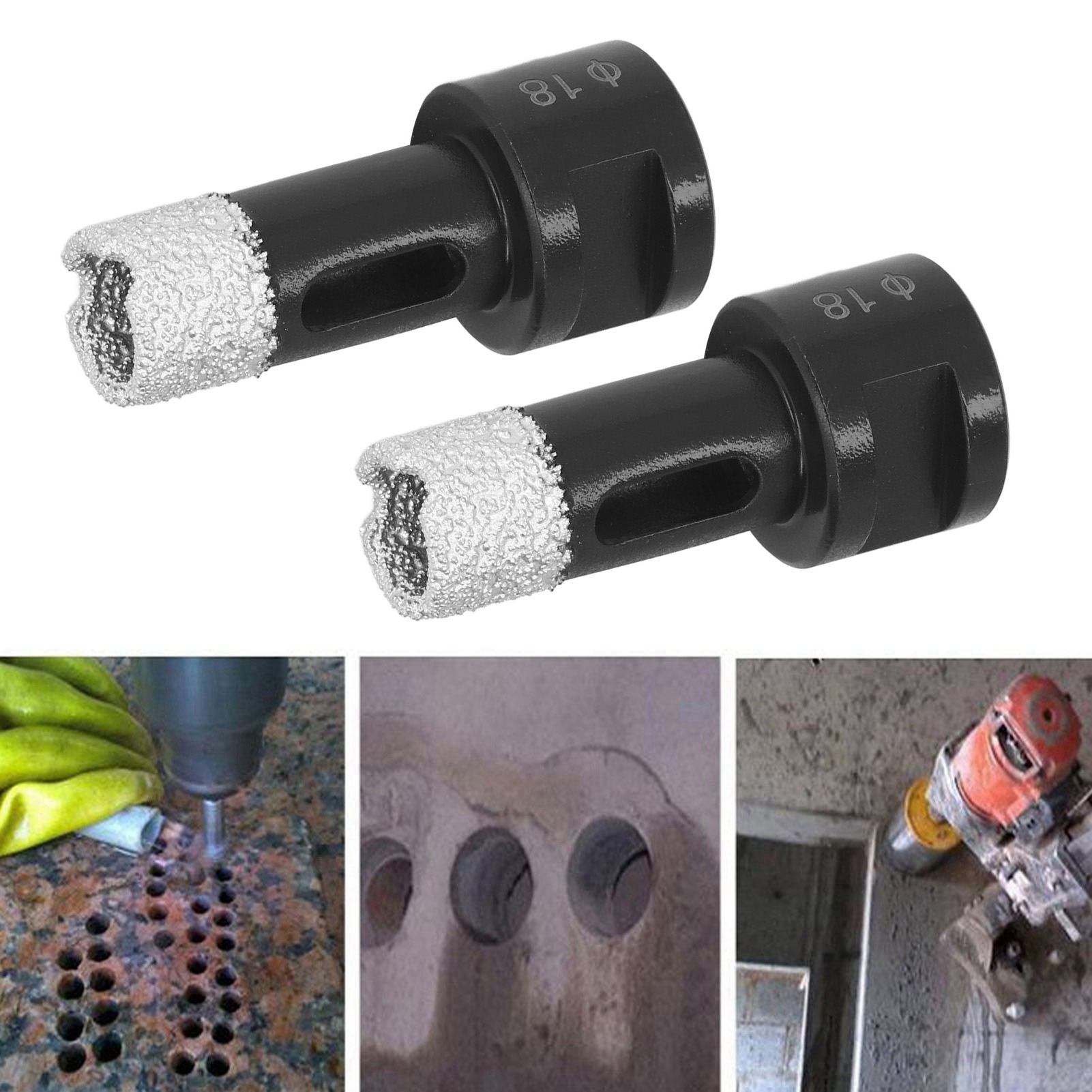 Vakuumgelöteter Diamantbohrer M14, Schwarzgelöteter Bohrer M14, 18 Mm