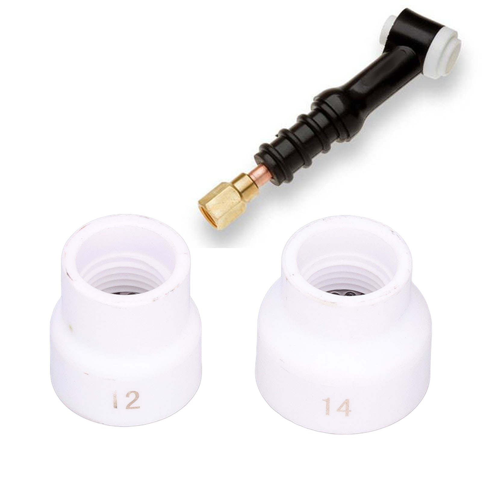 Set Mit 2 Großen Keramikdüsen (12/14) Für Wig-schweißpistole Wp-9/17/18/20/25/26, Weiß.