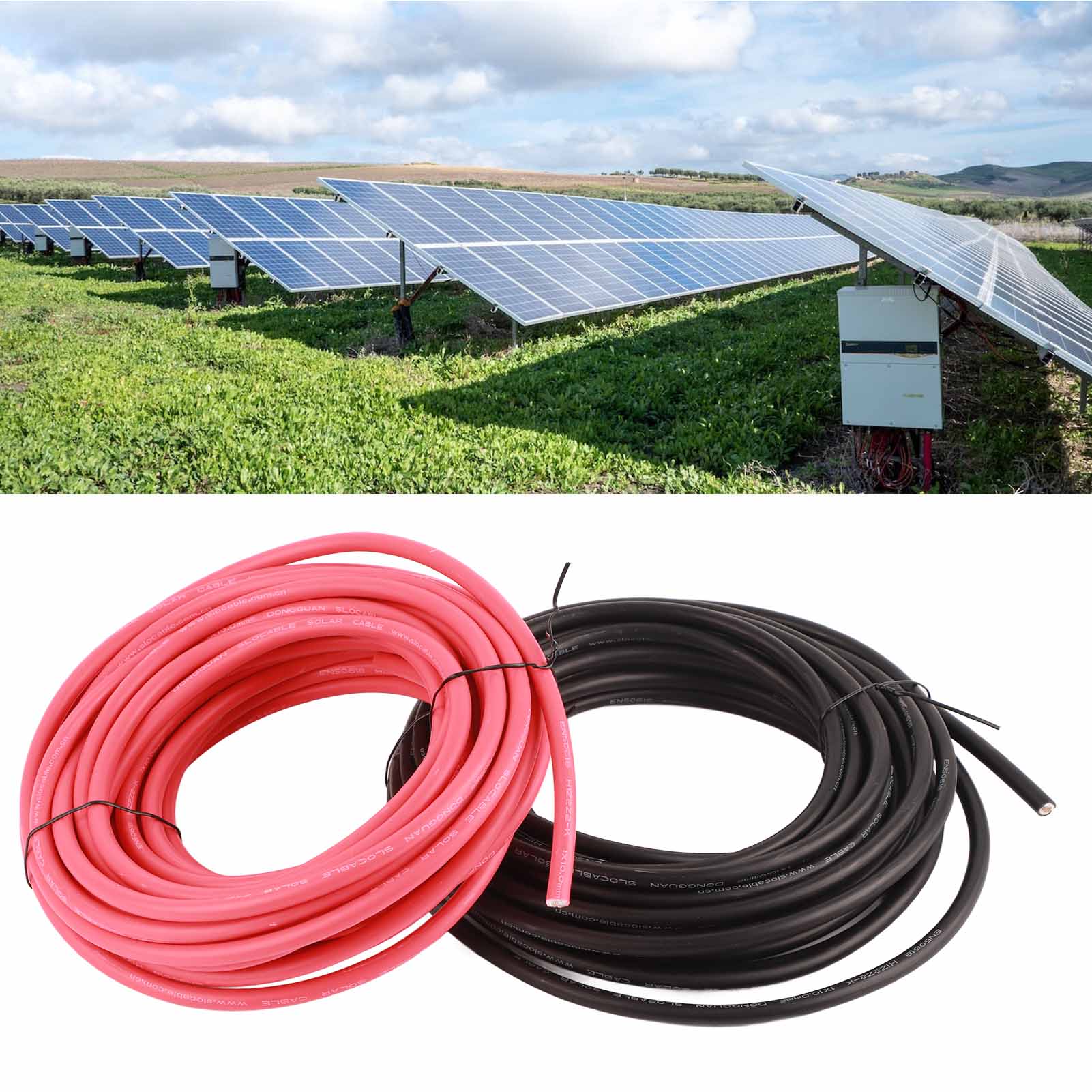 10 Mm² 20 M Verzinntes Kupferdraht-solar-photovoltaikkabel