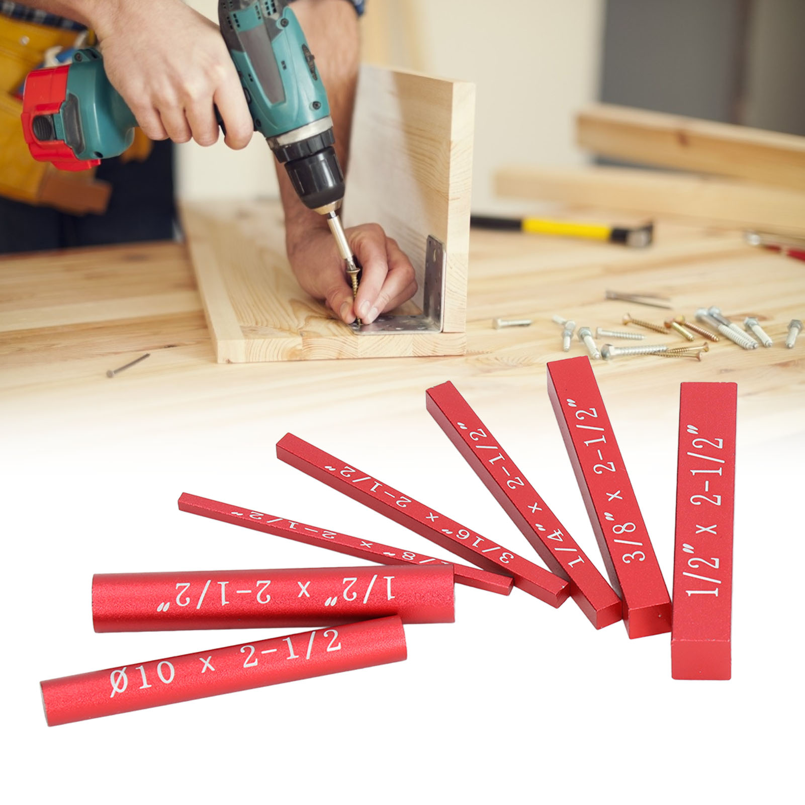 7-teiliges Holzbearbeitungs-messlehren-set (rot)