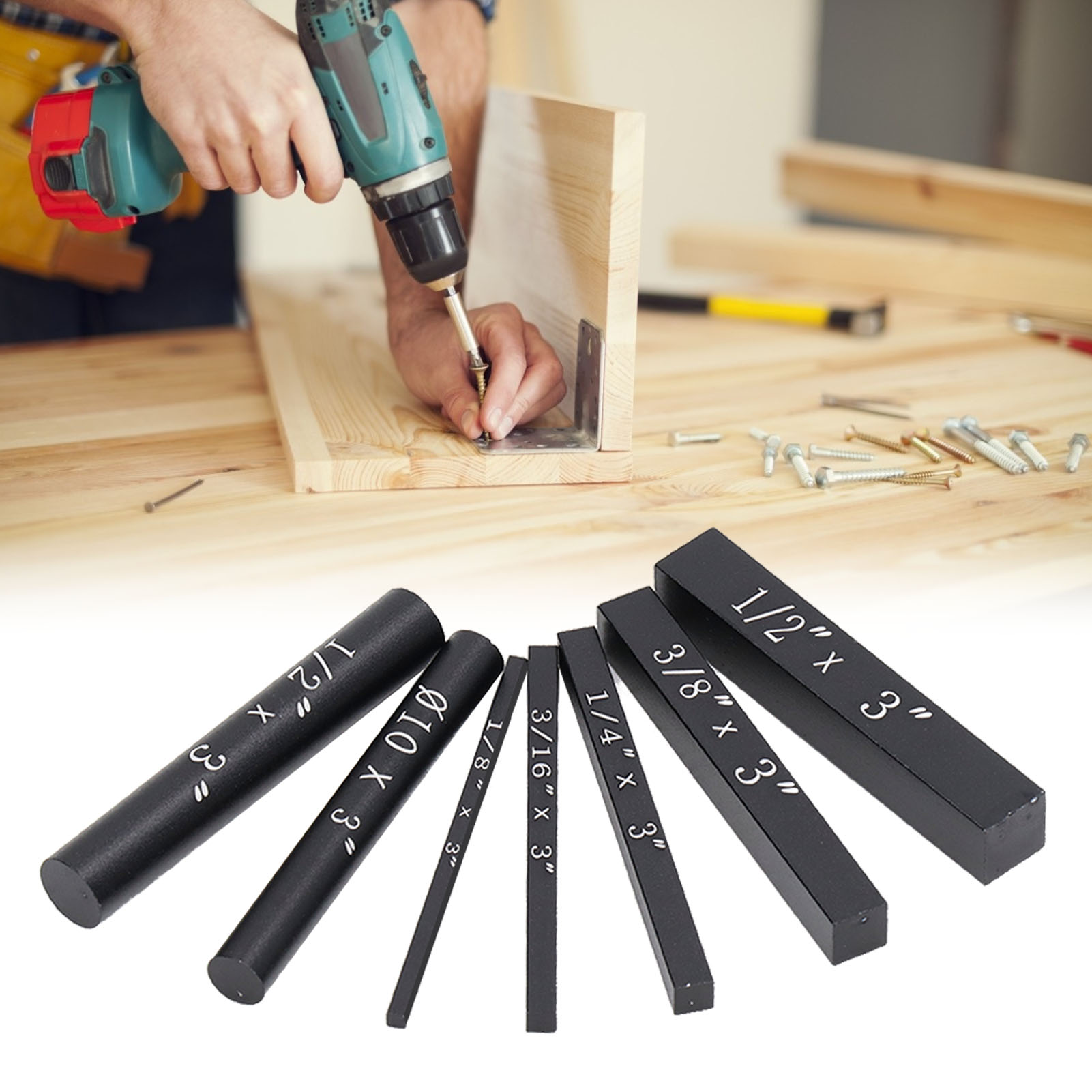 7-teiliges Holzbearbeitungs-messlehren-set (schwarz)