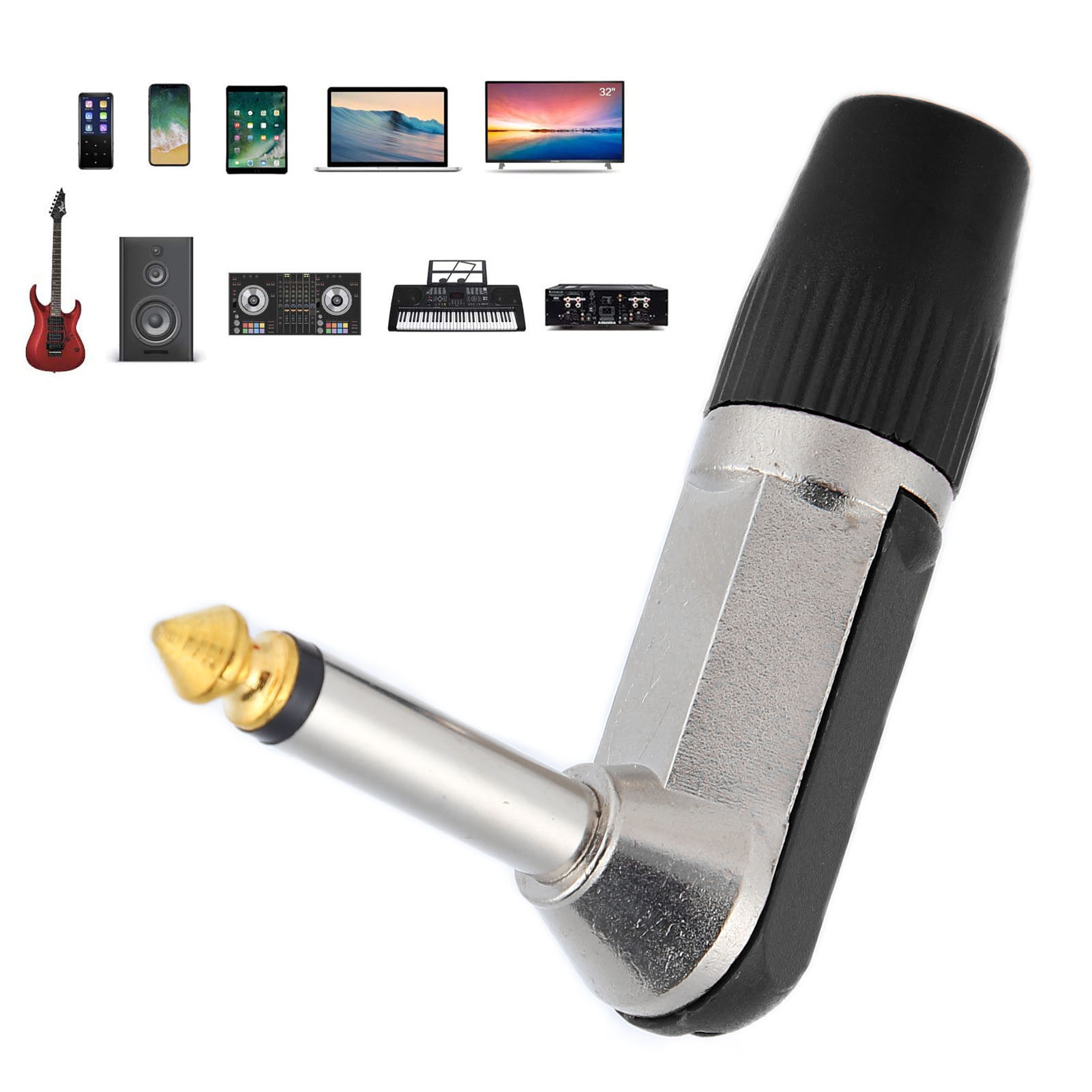 6,35 Mm Rechtwinkliger Xlr-lautsprecherstecker, Xlr-lautsprecherstecker, Mikrofonanschluss, 6,35 Mm Rechtwinkliger Stecker, Schwarz.