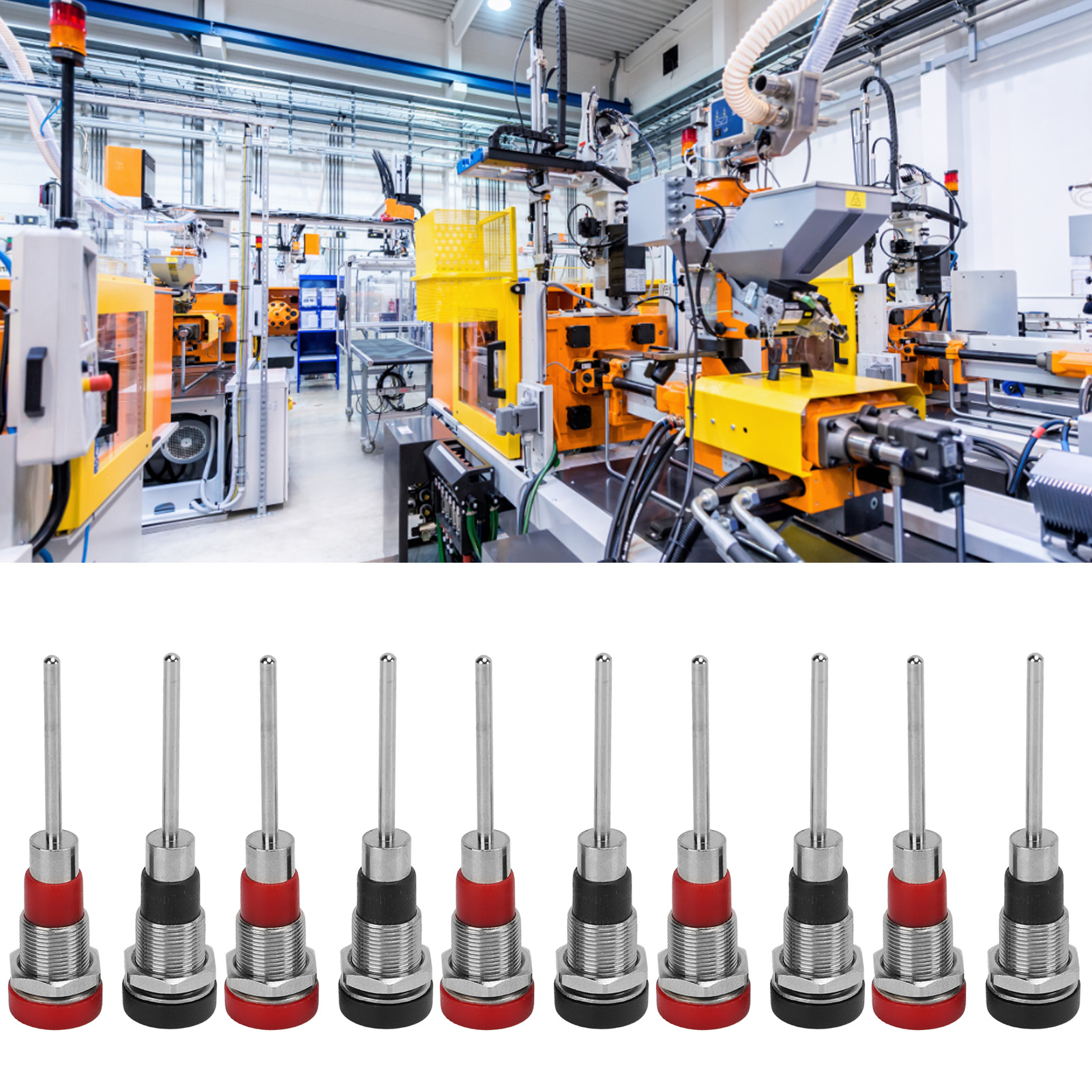 J.40013 4mm Vernickelter Bananenstecker Aus Messing, Rot Und Schwarz, Verkauft In 5er-packungen.