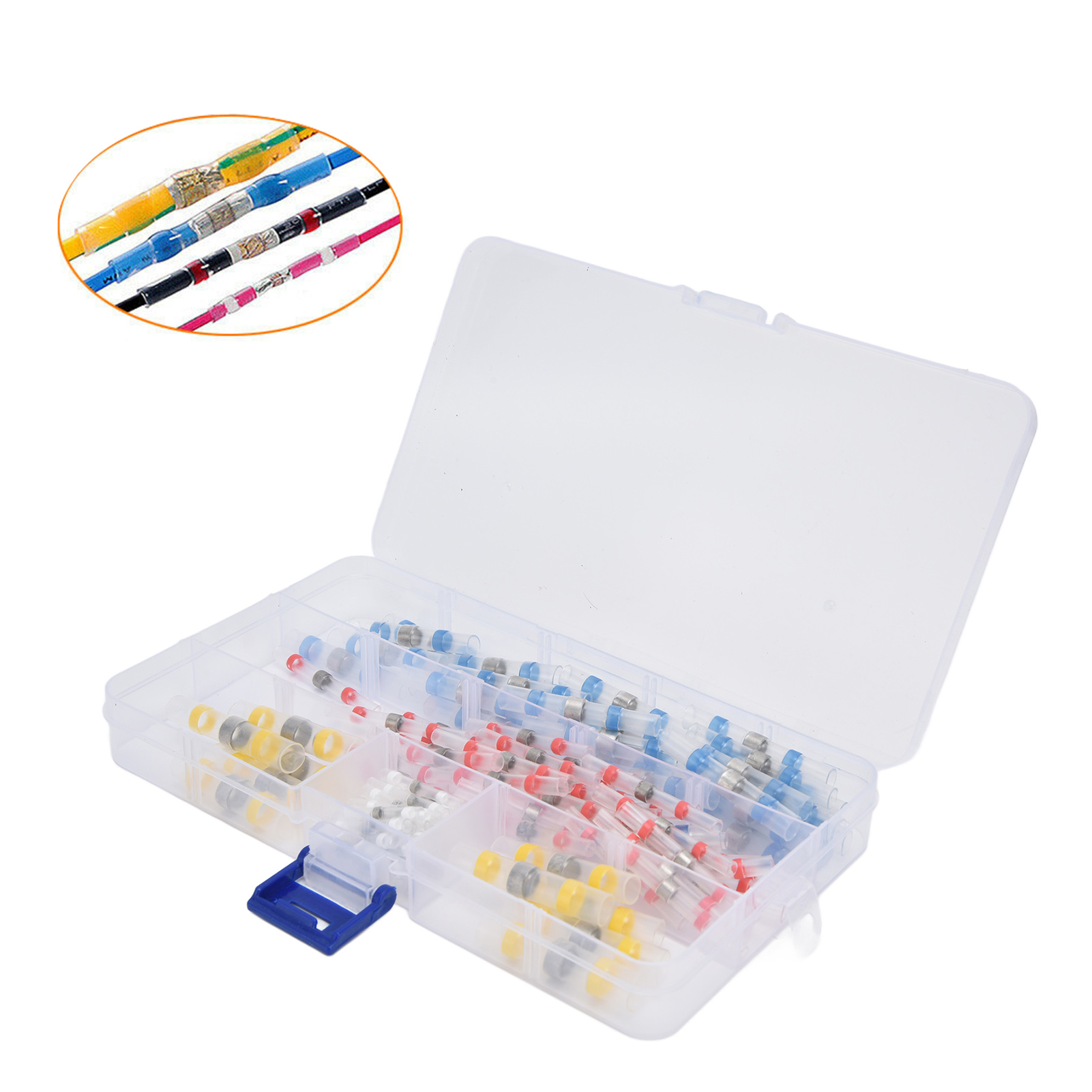100-teiliges Set Inklusive Lötringen, Schrumpfklemmen, Schrumpfschläuchen Und Wasserdichten Kabelschuhen.