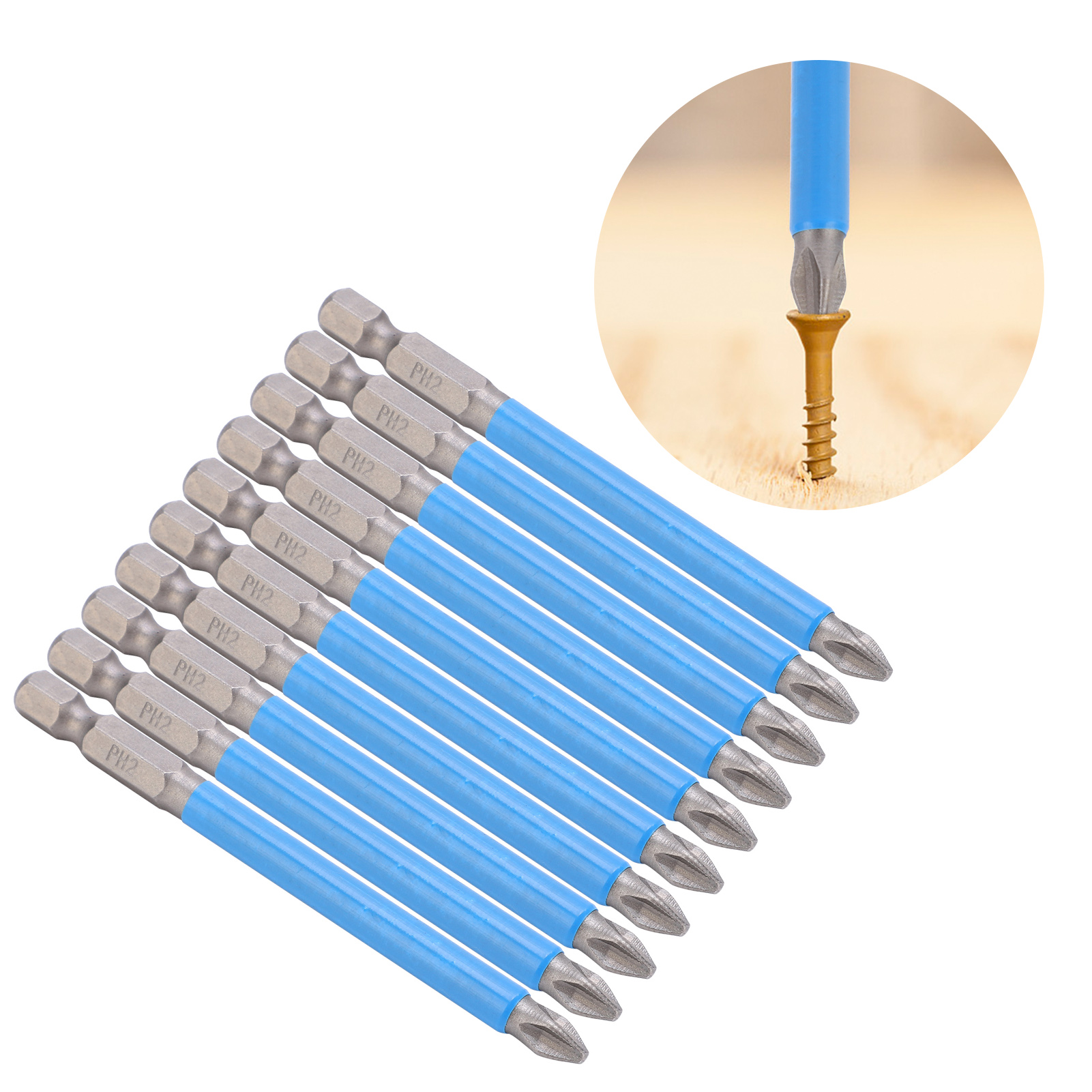 90-mm-s2-antirutsch-schraubendreherbit, Pneumatischer Elektroschraubendreherbit, Elektroschraubendreherbit, Leistungsstarker Magnetbit, Antirutsch-phillips-ph2-bit.