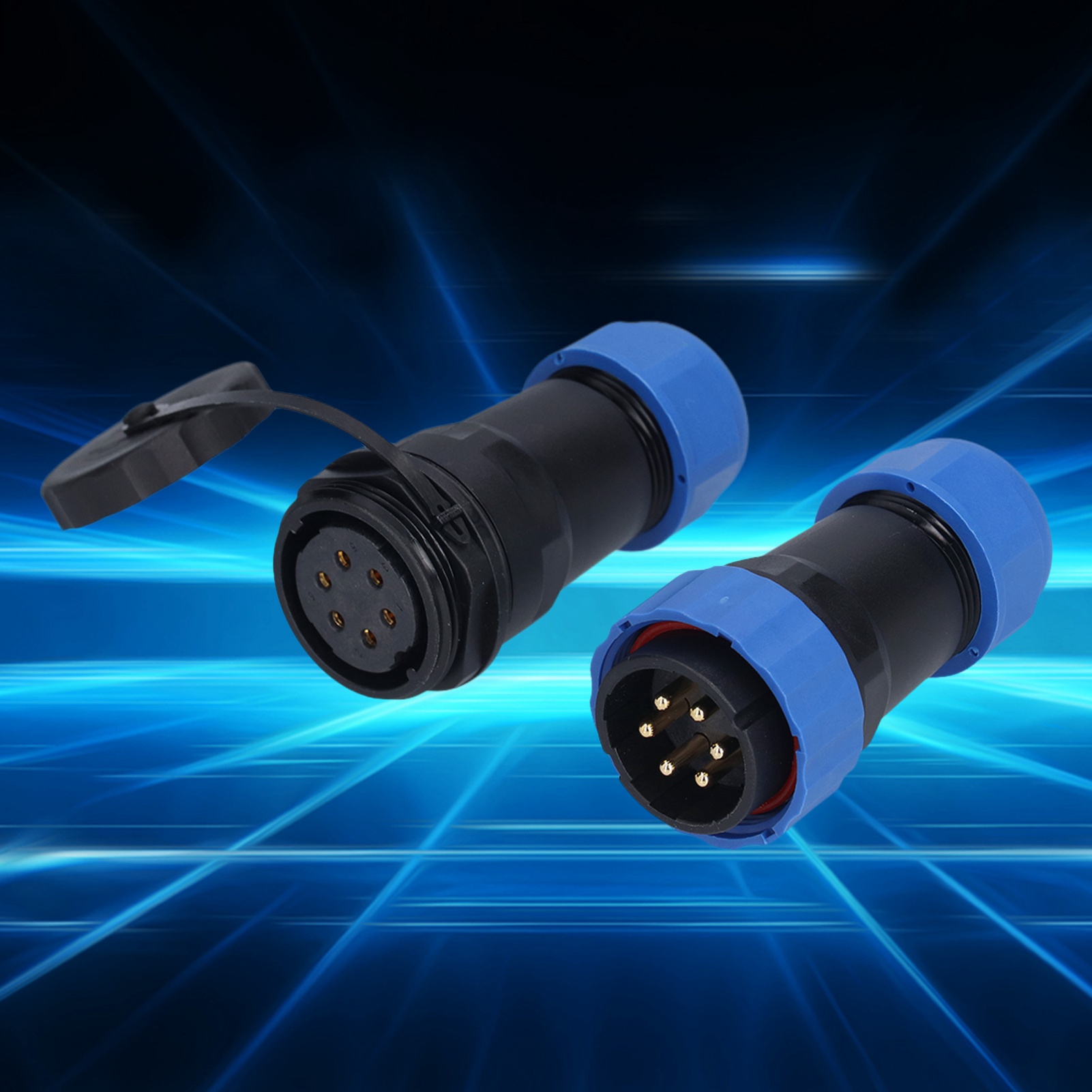 Wasserdichter Luftfahrtstecker Sp28 (ip68), Stecker/buchse, 380 V, 25 A, 6 Pins.