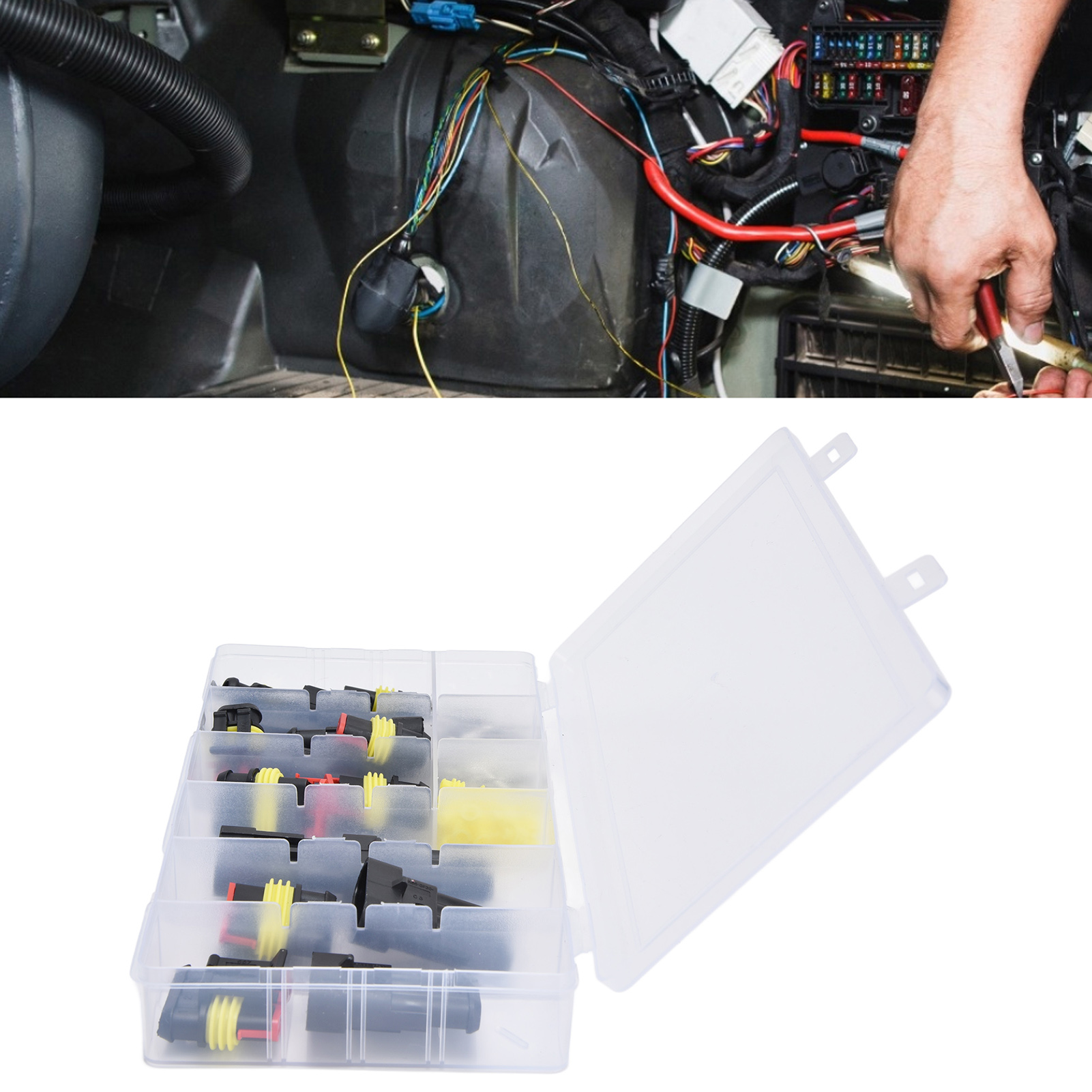 Set Mit 96 Wasserdichten Kfz-steckverbindern (1- Bis 4-polig, Stecker/buchse)