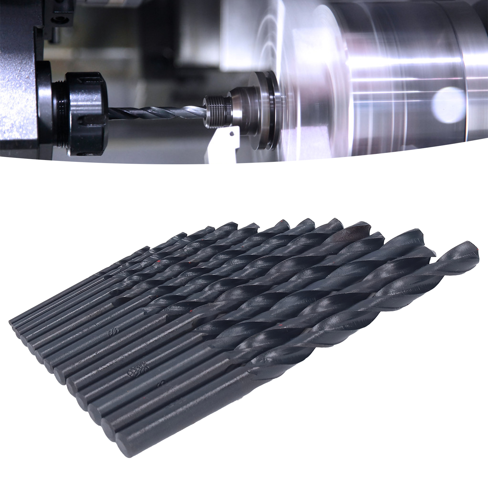 Set Mit 13 Mehrzweck-spiralbohrern In Metallbox, Schwarz