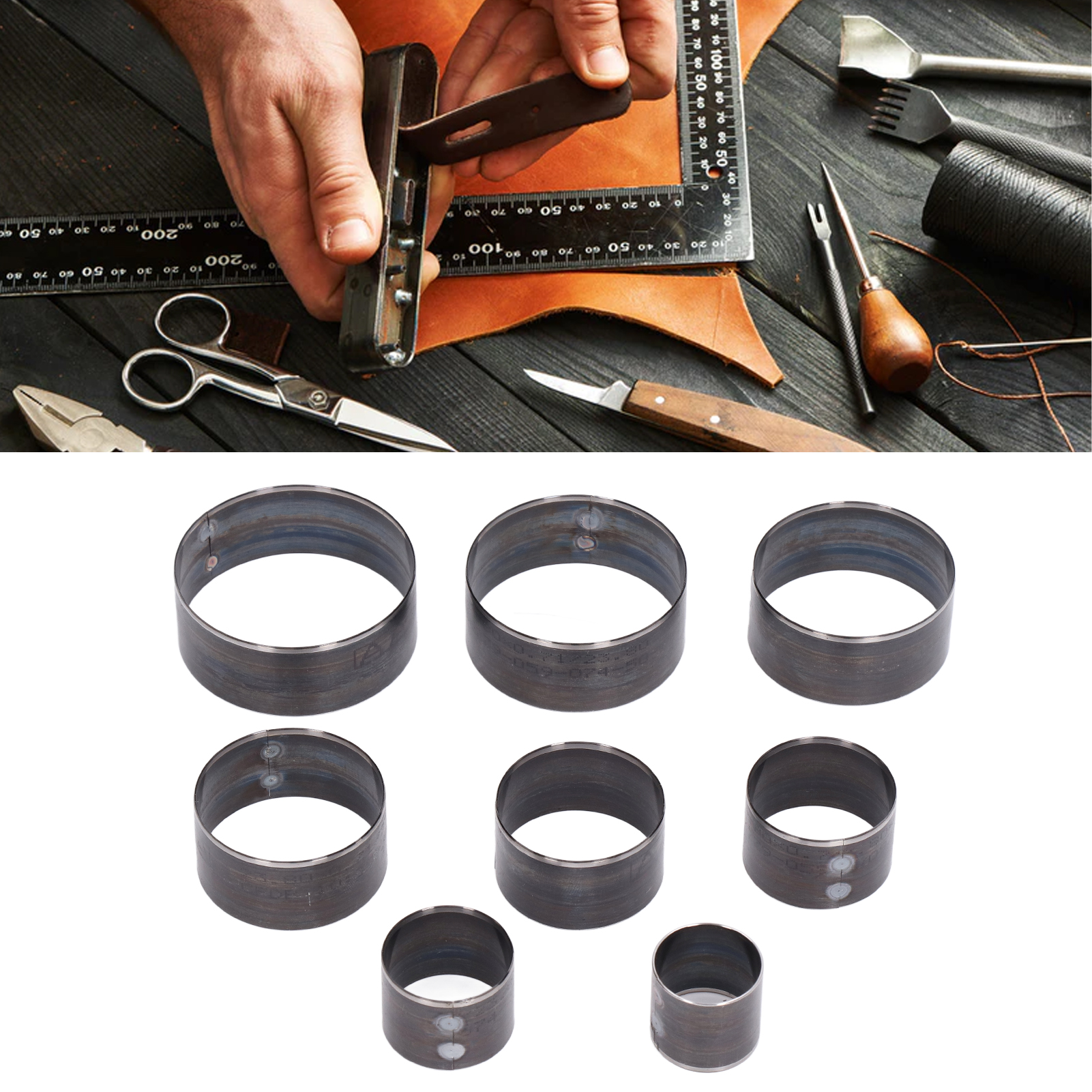 Set Mit 8 Lederstanzformen, 25-60 Mm Runde Handstanze, Lederstanzform.