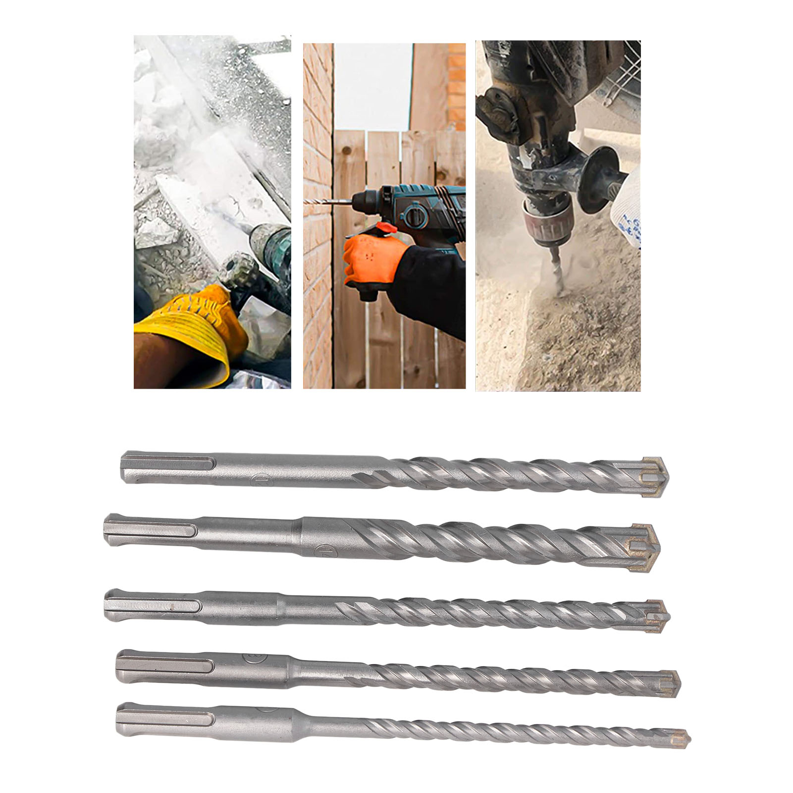 Set Mit 5 Steinbohrern, Betonbohrern (6, 8, 10, 12, 14 Mm X 160 Mm), Kreuzschlitzbohrern Für Beton, Fliesen Und Mauerwerk.
