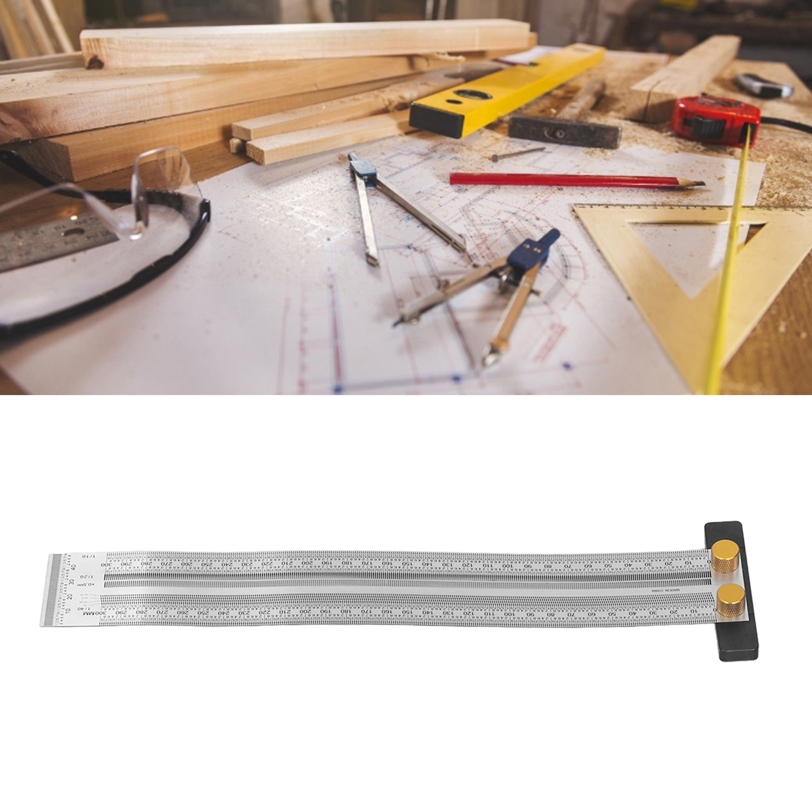 300-mm-winkelmesser Für Holzbearbeitung, Rechtwinkliger Winkelmesser, Winkelmesser Für Holzbearbeitung, Anreißlineal, Zapfenlineal, Hochpräziser Edelstahl-winkelmesser