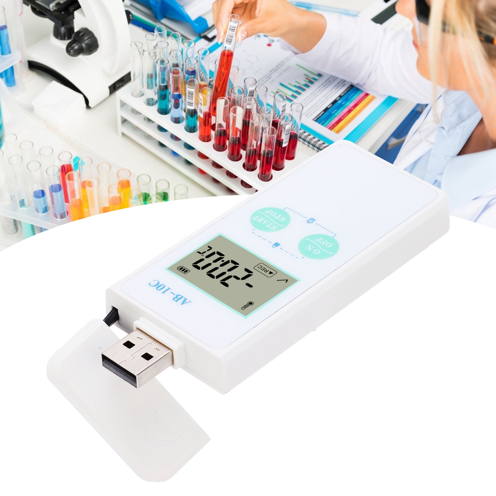 Ab-10c Temperaturrekorder Für Kühlung Und Transport Von Medikamenten, Usb-anschluss Für Datenexport, Ntc-sensor, Wasserdicht