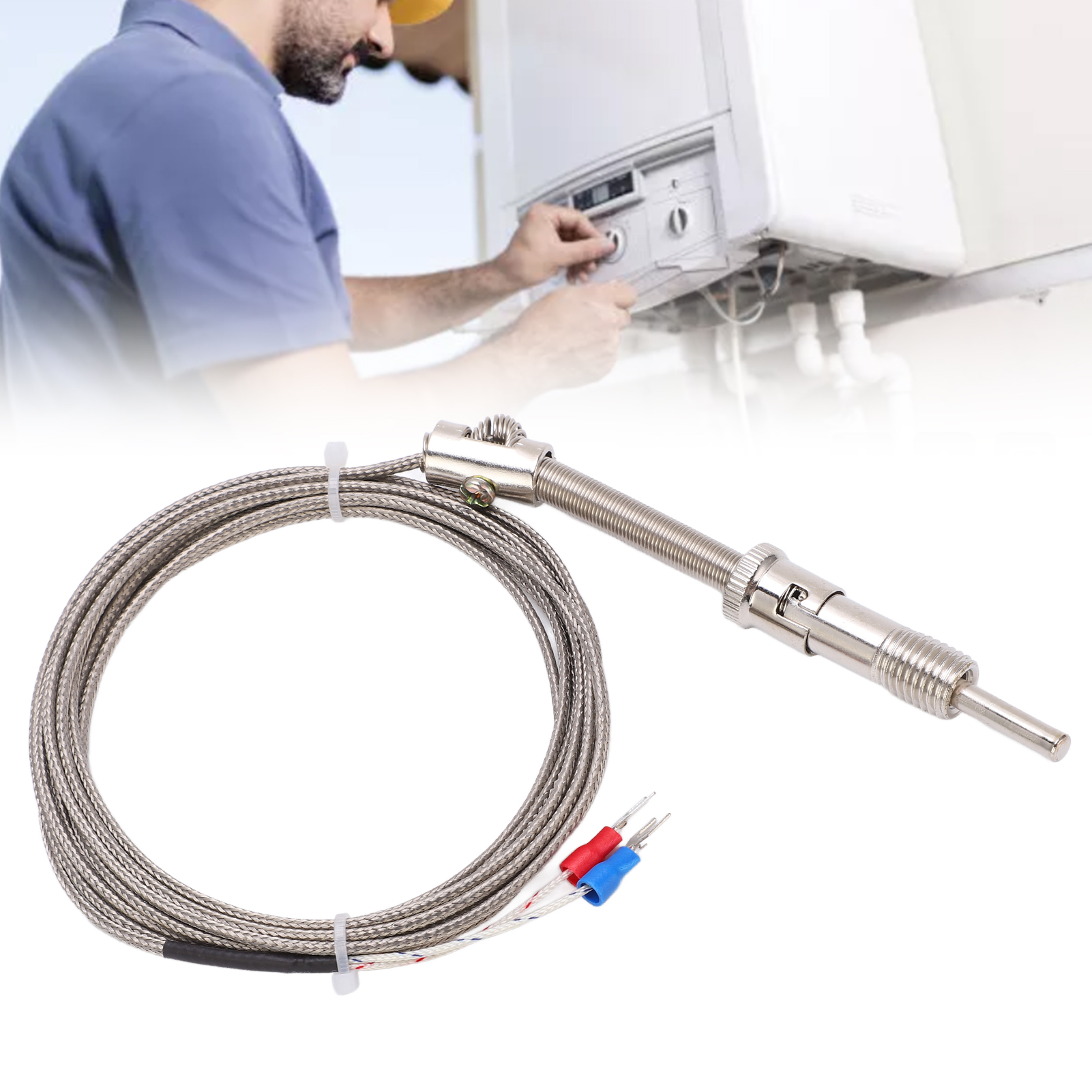 K-typ Berm Federthermoelement-temperatursensor Mit Abgeschirmtem Temperaturmessdraht, 3 M Sonde Für Temperaturregler.