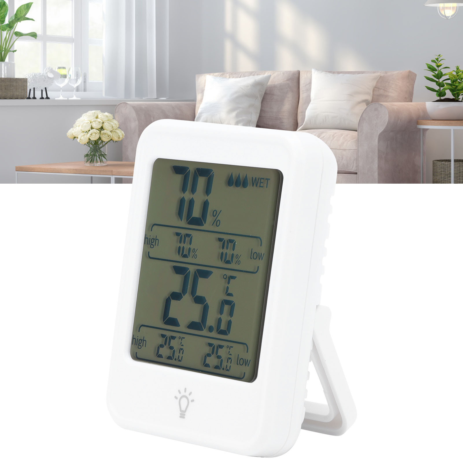 Mc41 Digitales Elektronisches Thermometer Und Hygrometer Für Den Innenbereich Mit Digitalanzeige, Farbe: Weiß
