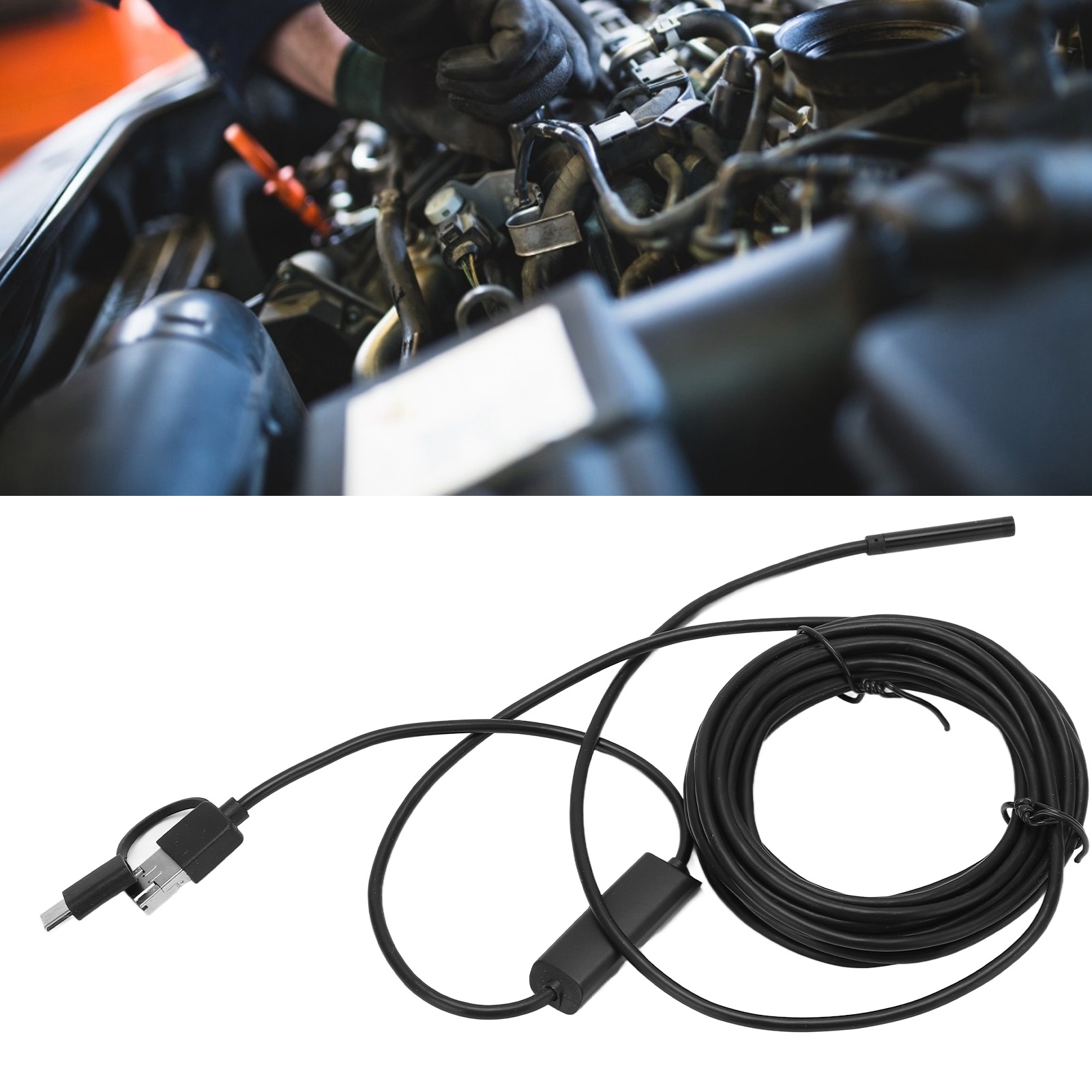 An100-5.5 Tragbares 3-in-1-endoskop Mit Hoher Auflösung Und 5,5 Mm Flexiblem Kabel Für Android-telefone Und Fahrzeuginspektionen (2 M)