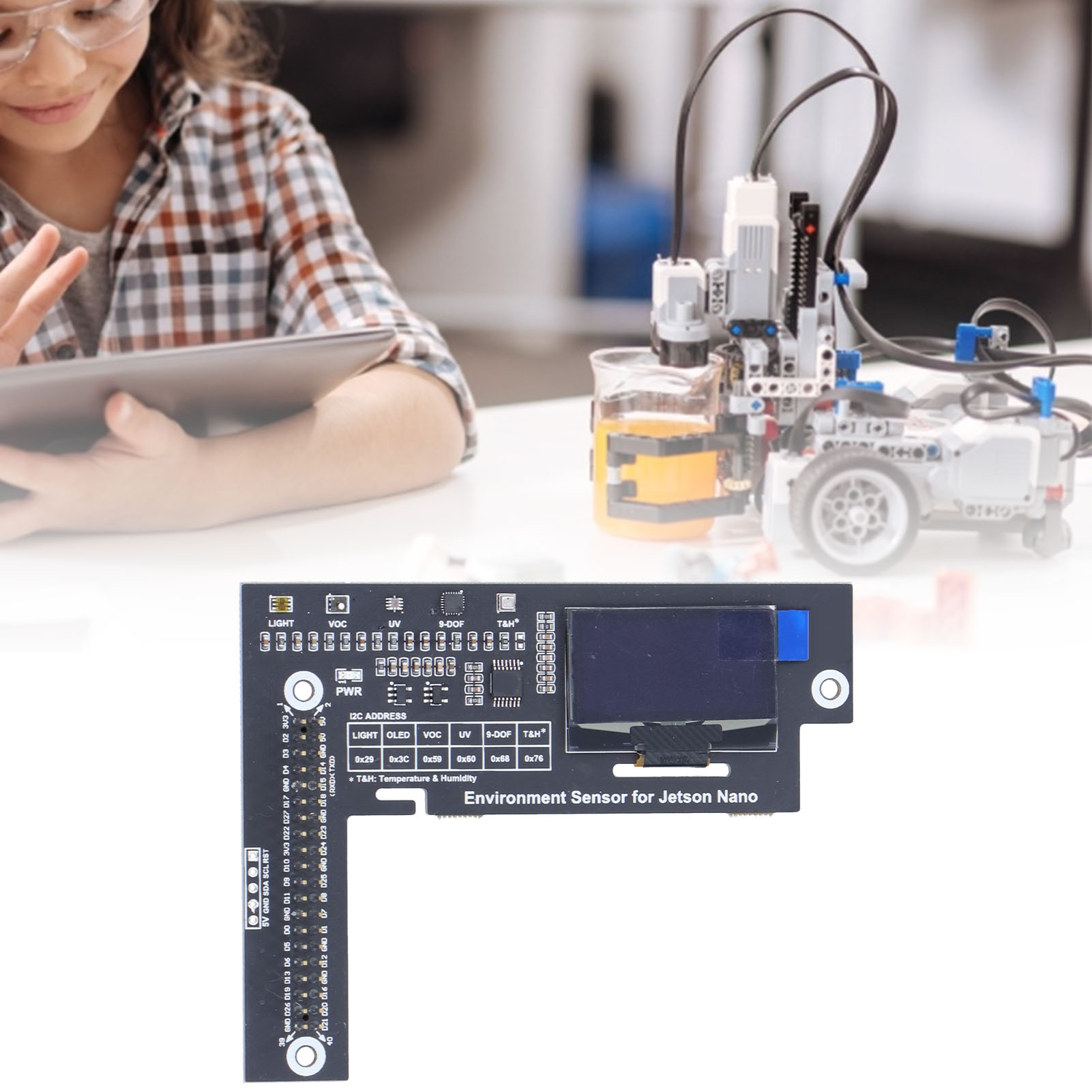 Jetson Nano Umweltsensor-erweiterungsplatine Mit I2c-kommunikationsschnittstelle Und Integriertem 1,3-zoll-oled-display