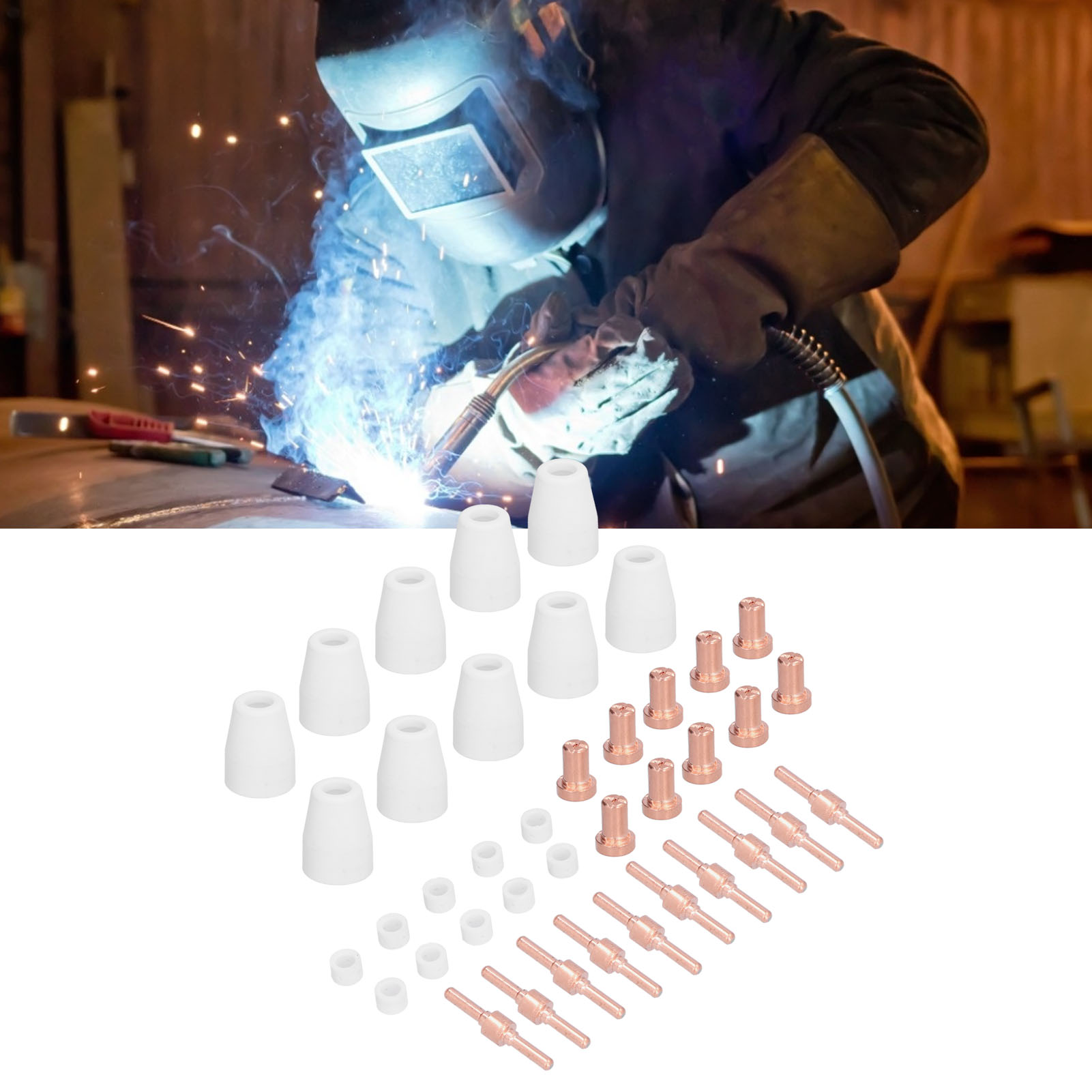 40-teiliges Set Zum Luftplasmaschneiden Mit Keramikschutz, Lg40 Düse, Pt31 Elektrode Und Verbrauchsmaterialien Für Den Schweißbrenner Cut-40.