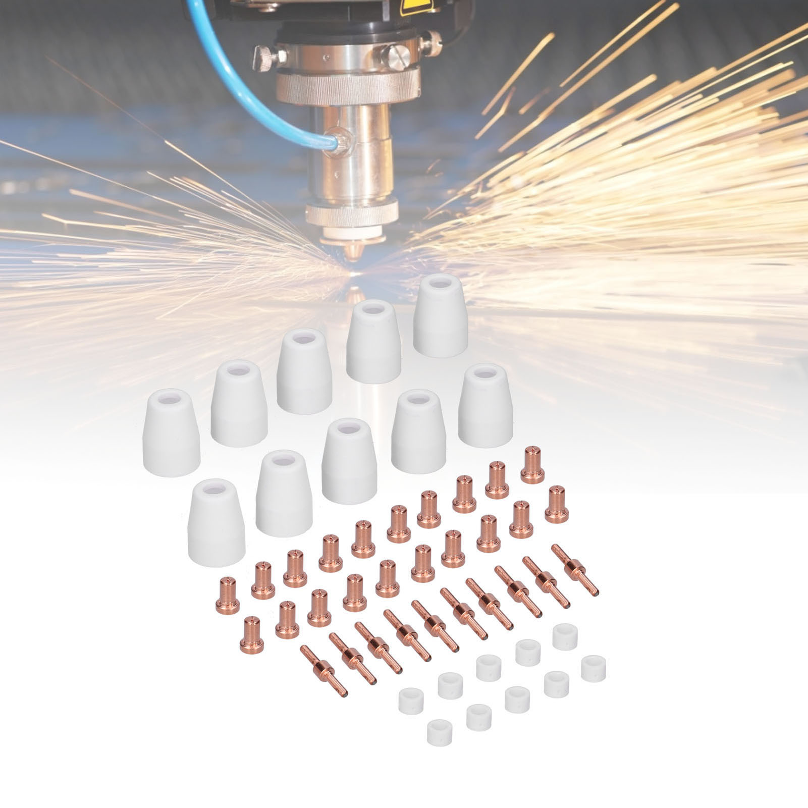 50-teiliges Zubehörset Für Pt-31 Schweiß- Und Schneidmaschinen: Elektroden, Düsen, Keramikdüsen Und Separatoren.