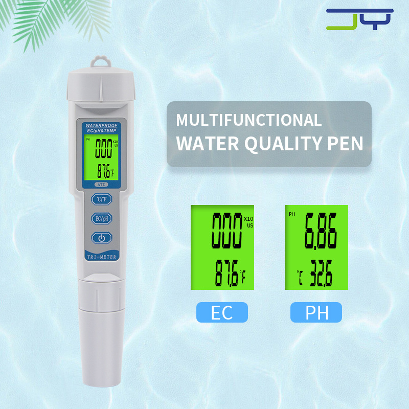 Tragbares 3-in-1-wasserqualitätsmessgerät (ec/ph-wert, Temperatur, Leitfähigkeit, Säure-/alkalinität)