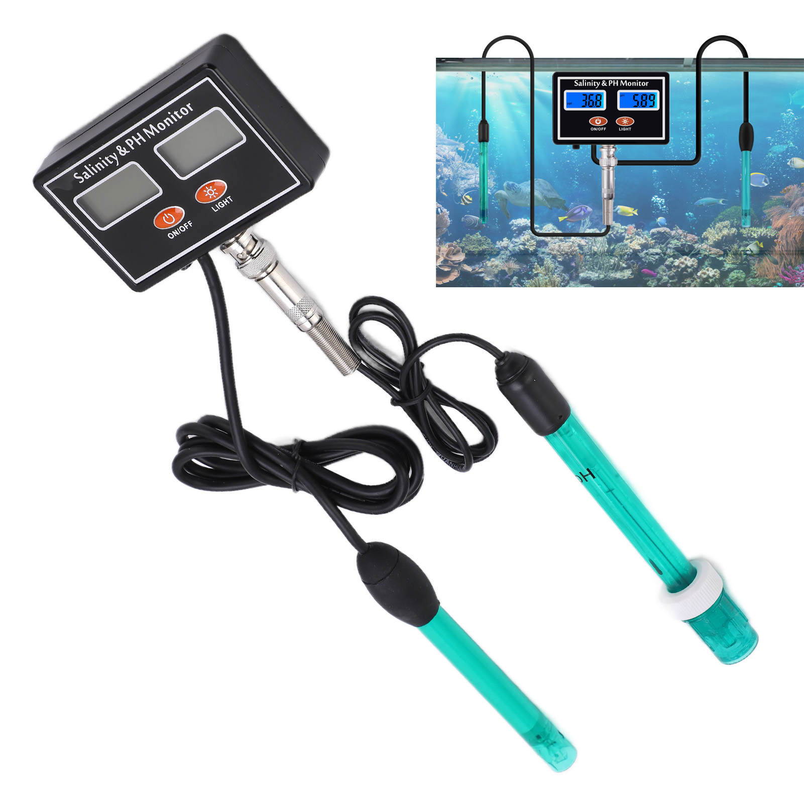 Sa-2587 Kombiniertes Online-ph- Und Salzgehaltsmessgerät, Meerwasser-salzgehaltsmessgerät, Wasserqualitätsprüfer (ph-wert), Online-ph-meter, Europäischer Standard 230–240 V