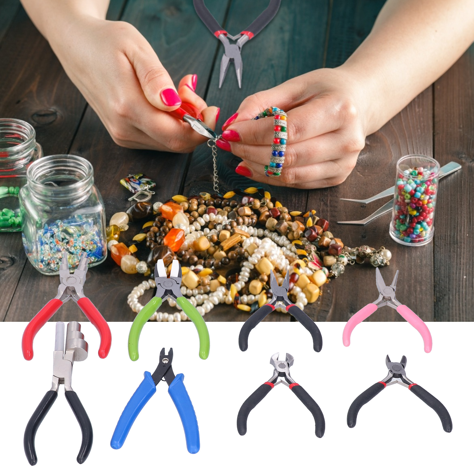 Set Mit 8 Schmuckzangen, Spitzzangen, Seitenschneidern, Mini-diy-werkzeugen Zum Drahtwickeln Und Perlenbasteln