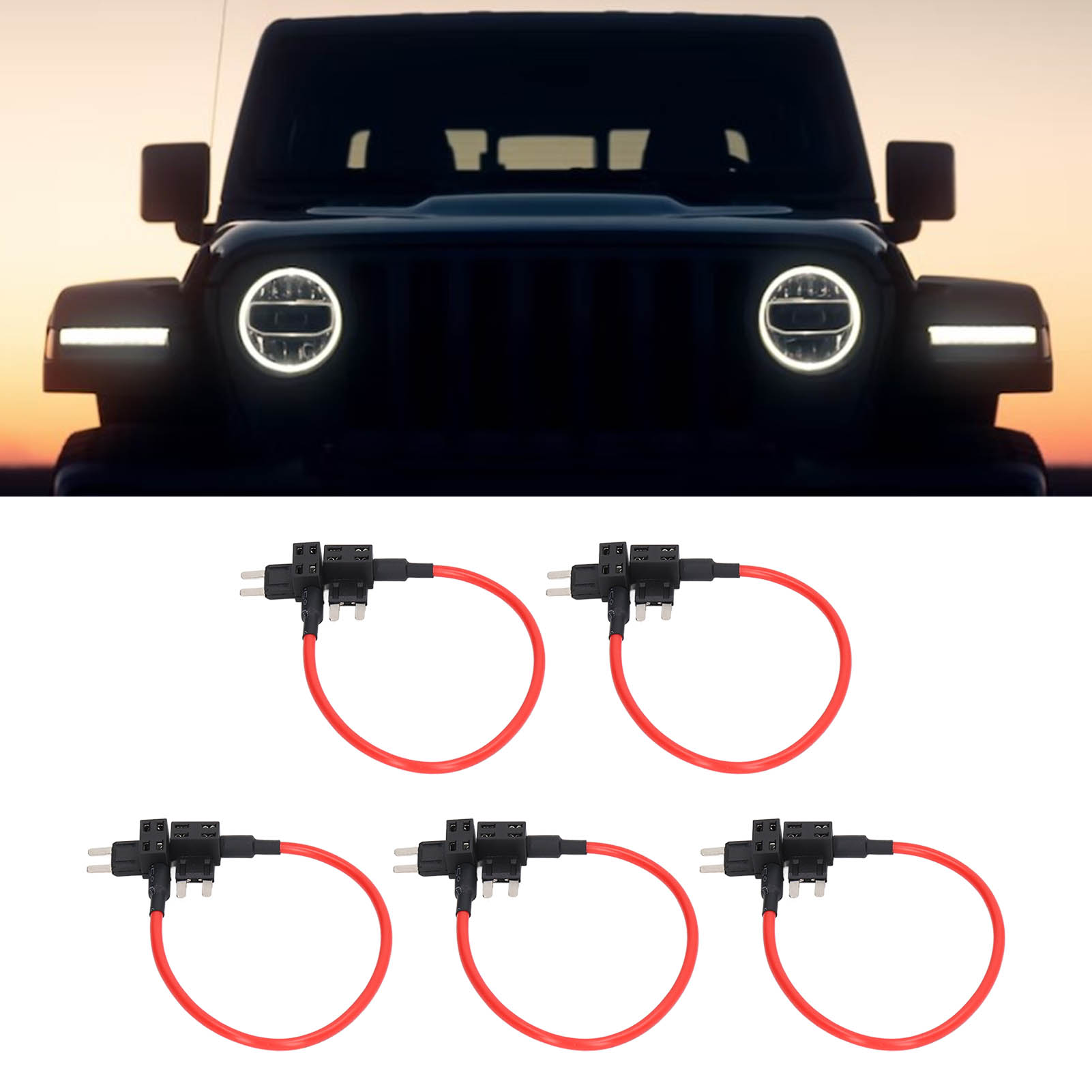 5-teiliger, Doppelseitiger Kfz-stromadapter, Acs-kfz-kabelbaumstecker, 14awg, Stromadapter Für Navigationssysteme Mit 25 Flachsicherungen.